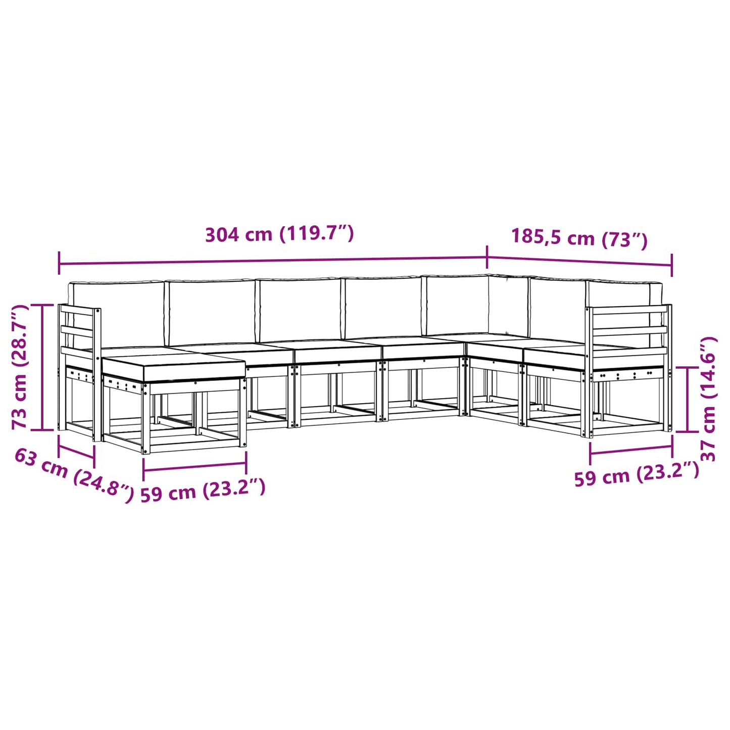 Buiten bankenset met kussen 8 pcs Wit en crèmekleurig is nu te koop bij PeponiXL, paradijselijk wonen!