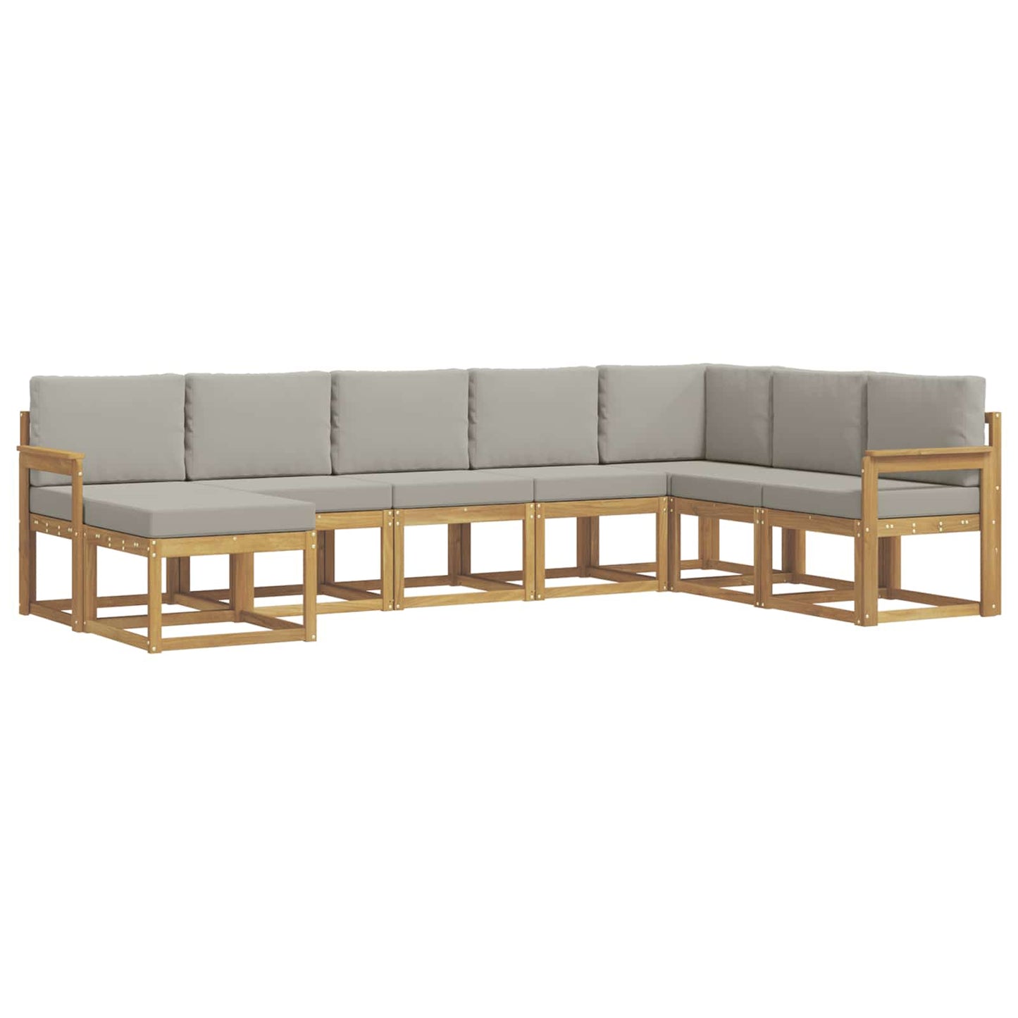 Buiten bankenset met kussen 8 pcs Wit en Lichtgrijs