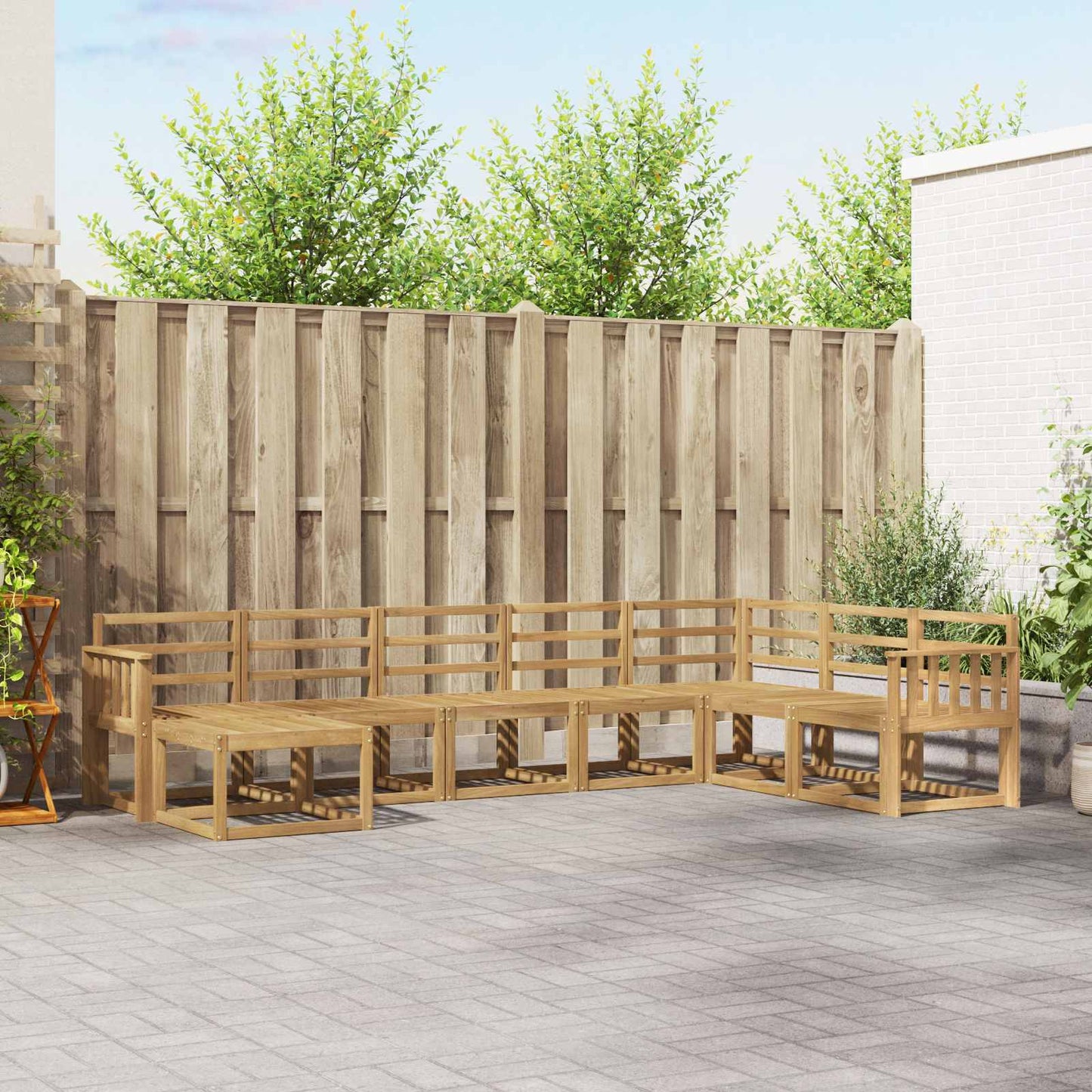 Buiten bankenset 8 pcs Wit Massief Acaciahout