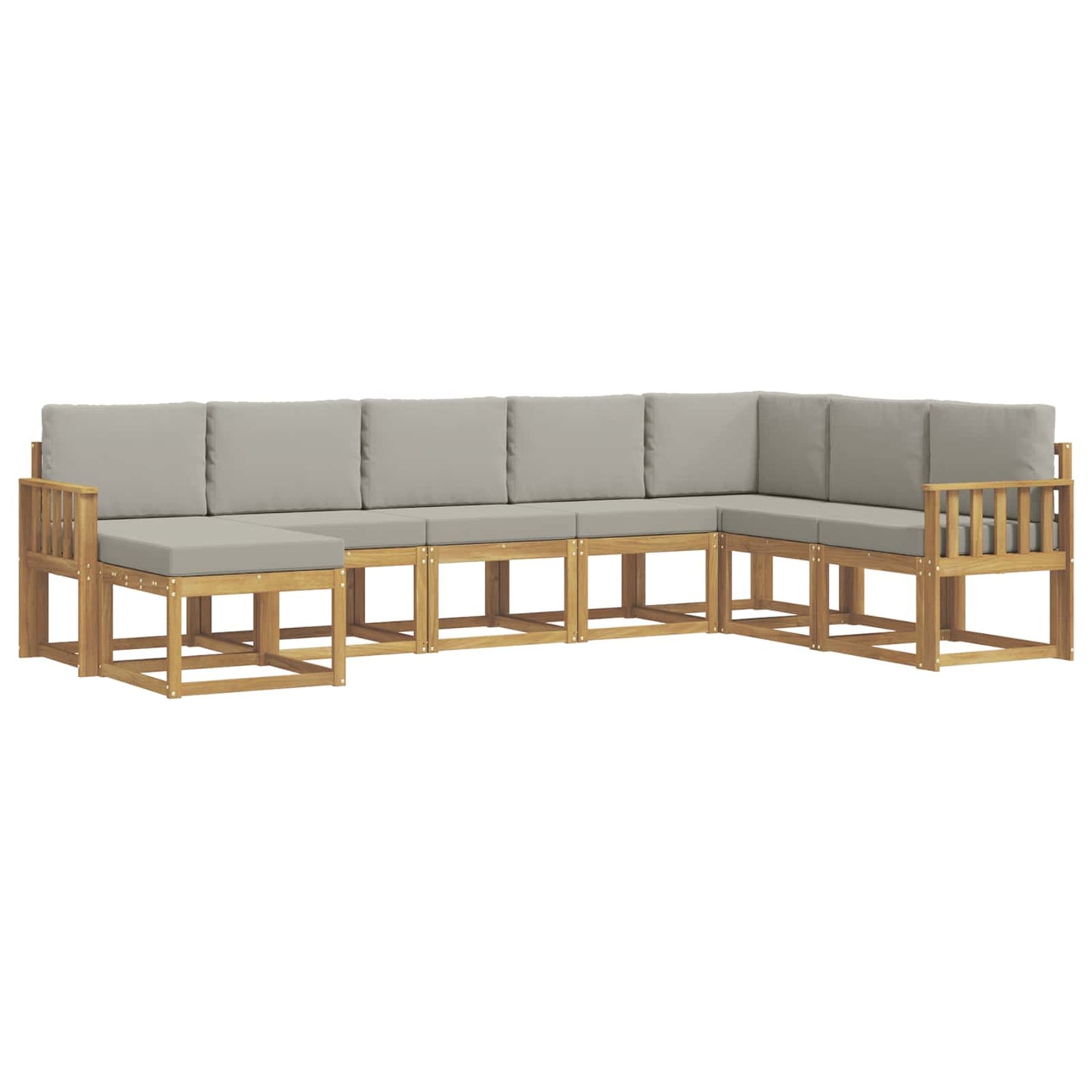 Buiten bankenset met kussen 8 pcs Wit en Lichtgrijs