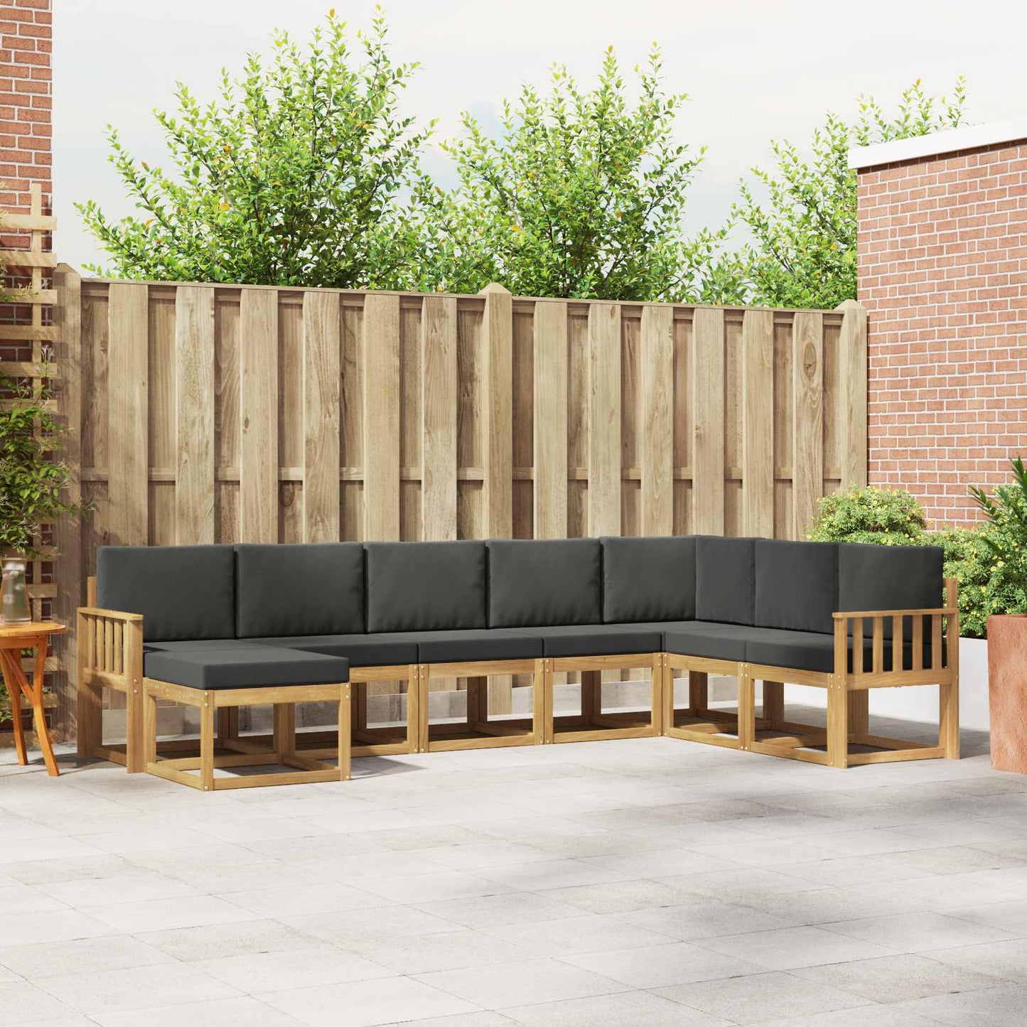 Buiten bankenset met kussen 8 pcs Wit en antracietkleurig is nu te koop bij PeponiXL, paradijselijk wonen!