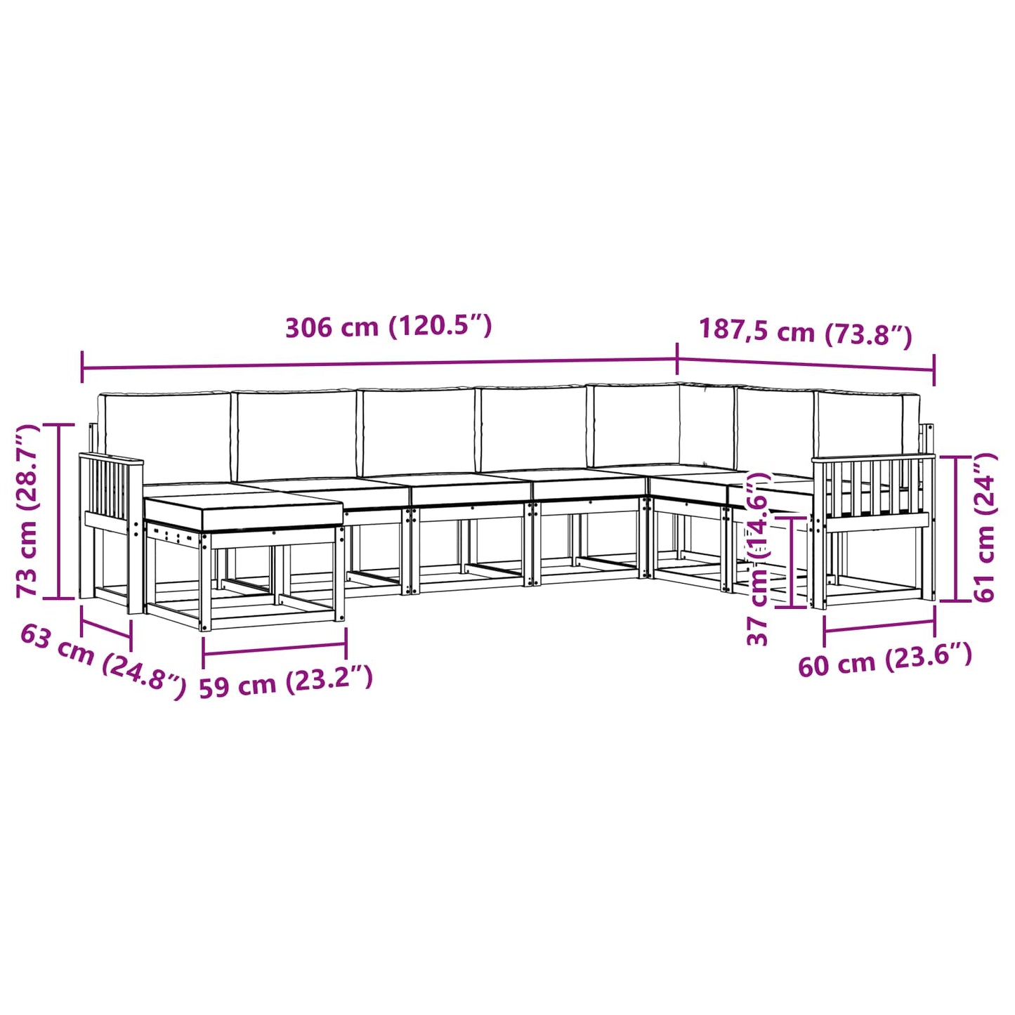 Buiten bankenset met kussen 8 pcs Wit en antracietkleurig is nu te koop bij PeponiXL, paradijselijk wonen!