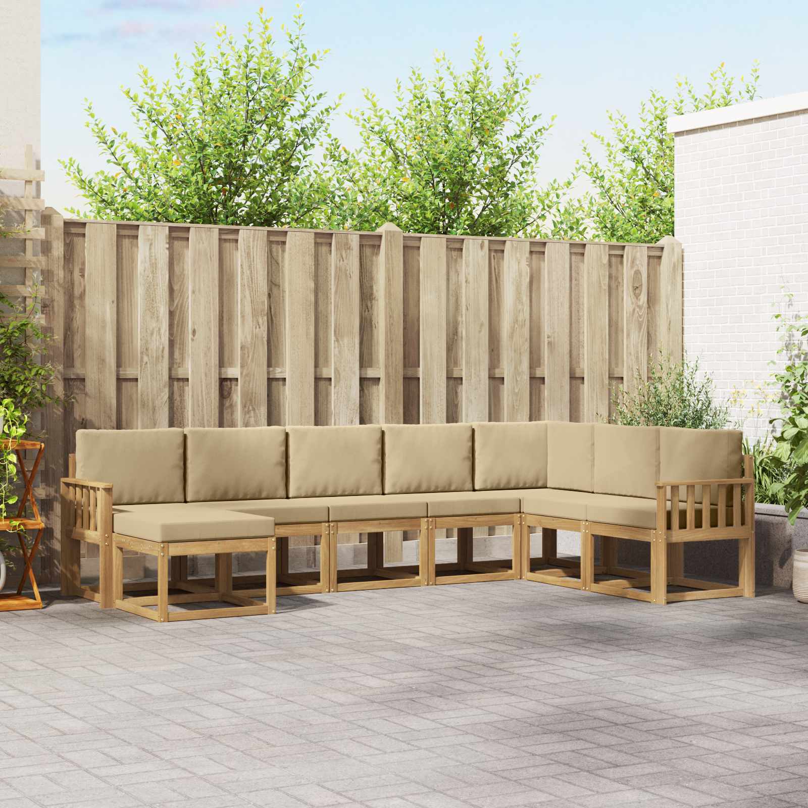 Buiten bankenset met kussen 8 pcs Wit en Beige is nu te koop bij PeponiXL, paradijselijk wonen!