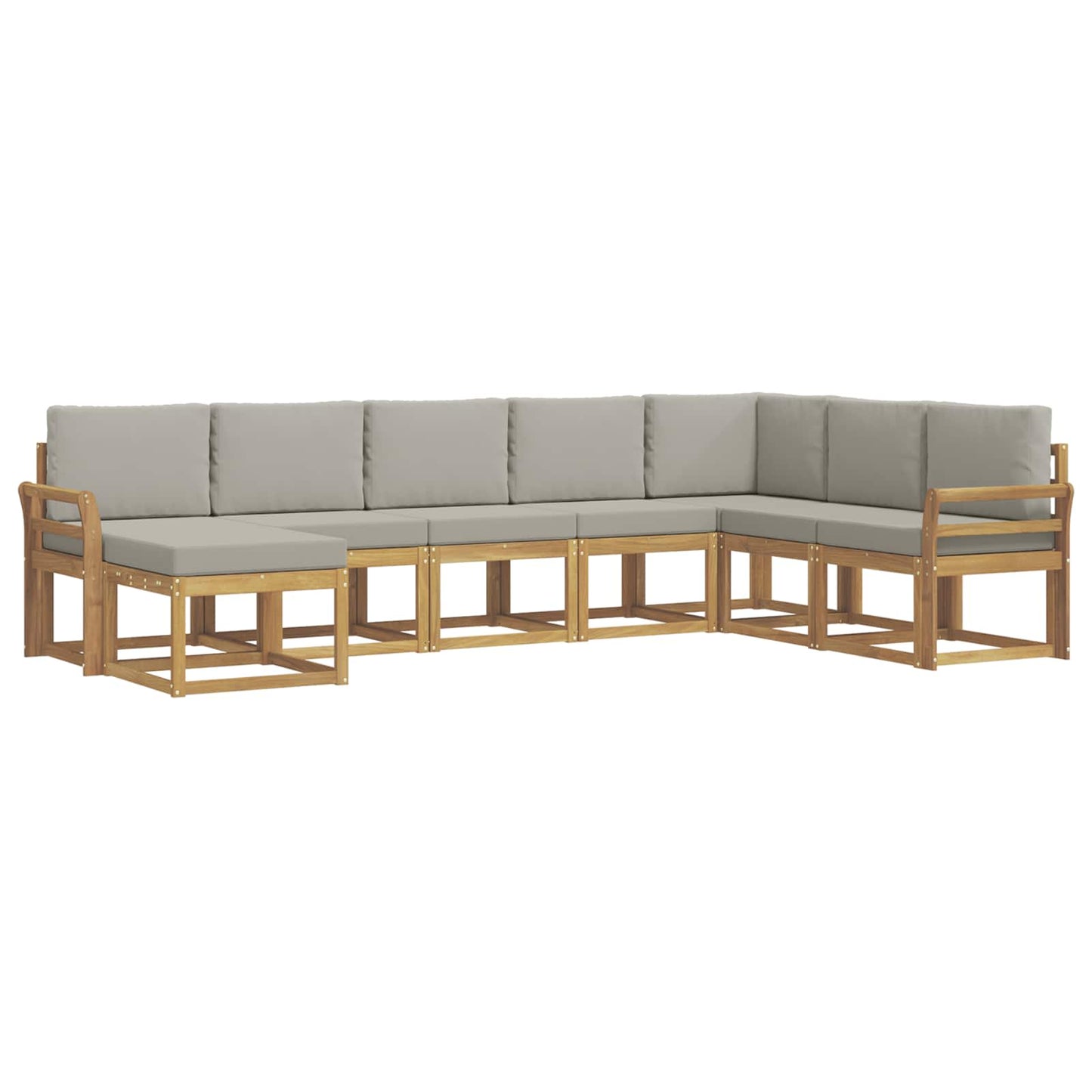 Buiten bankenset met kussen 8 pcs Wit en Lichtgrijs