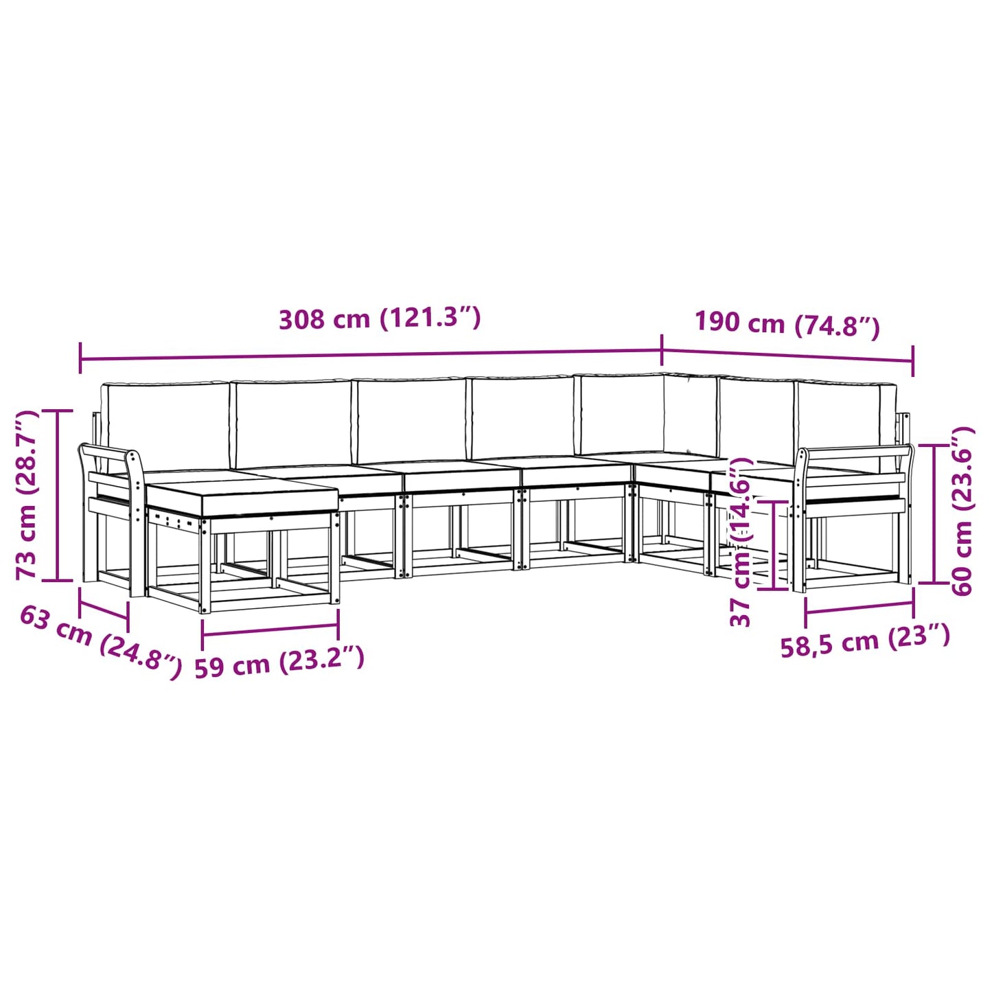 Buiten bankenset met kussen 8 pcs Wit en antracietkleurig is nu te koop bij PeponiXL, paradijselijk wonen!