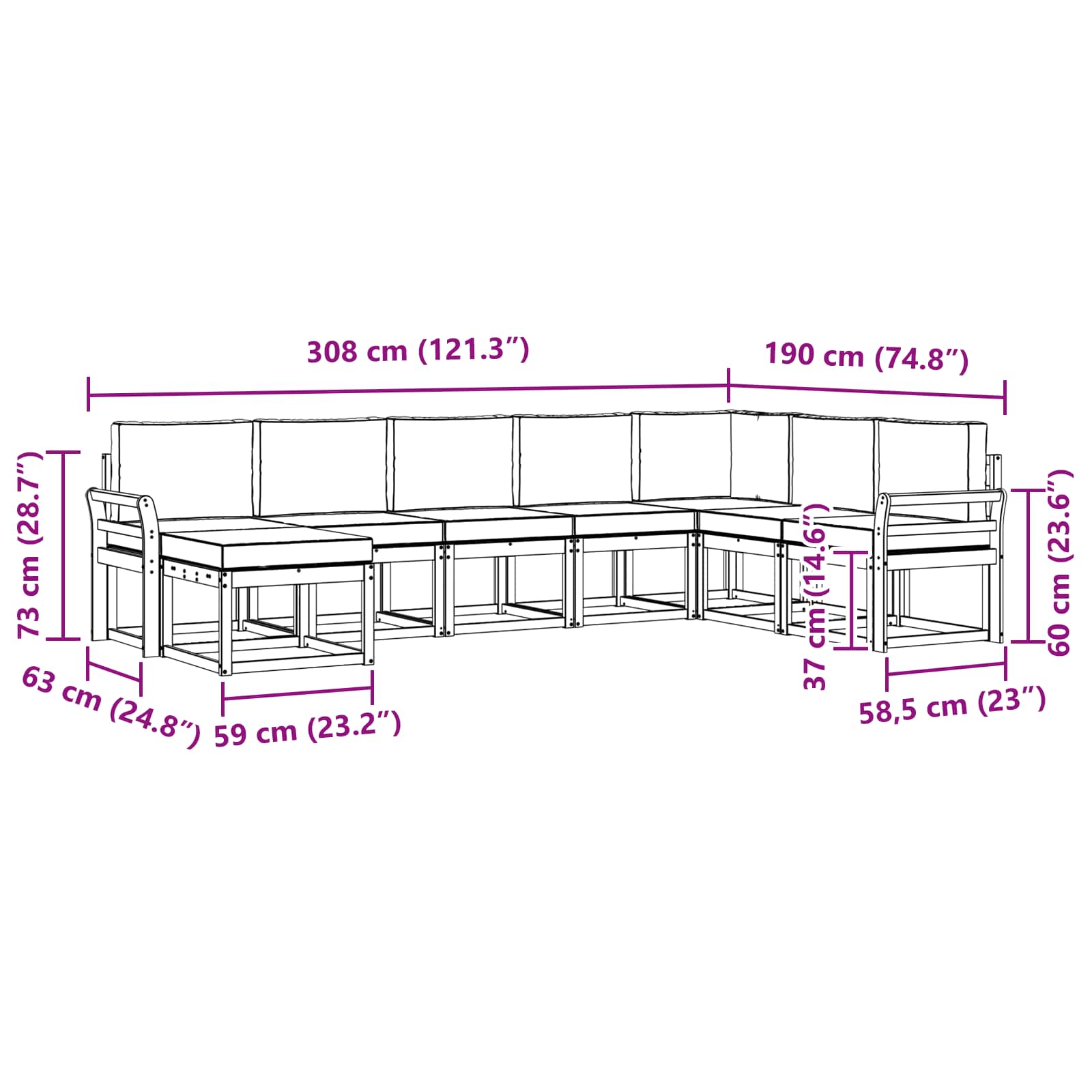 Buiten bankenset met kussen 8 pcs Wit en antracietkleurig is nu te koop bij PeponiXL, paradijselijk wonen!