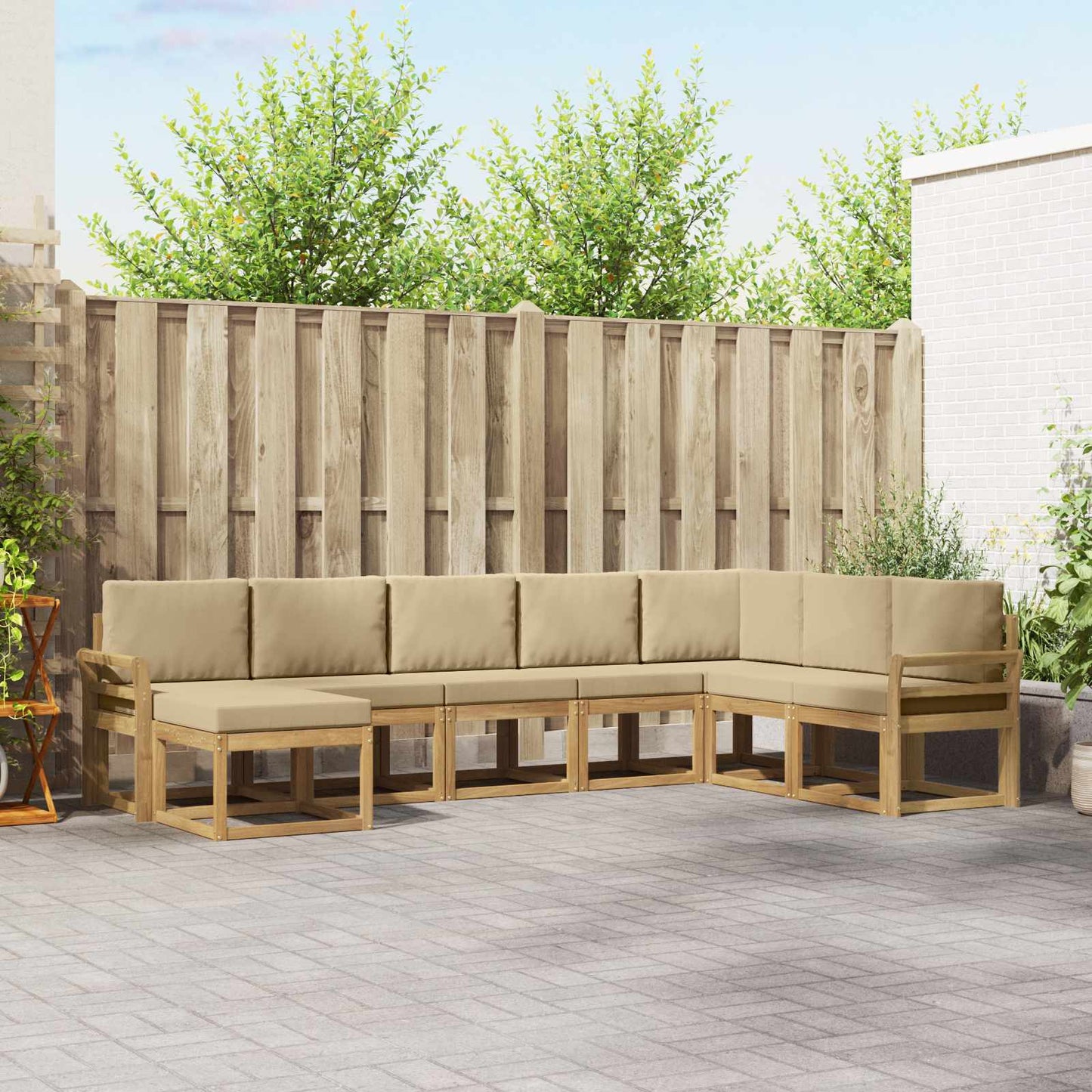 Buiten bankenset met kussen 8 pcs Wit en Beige is nu te koop bij PeponiXL, paradijselijk wonen!