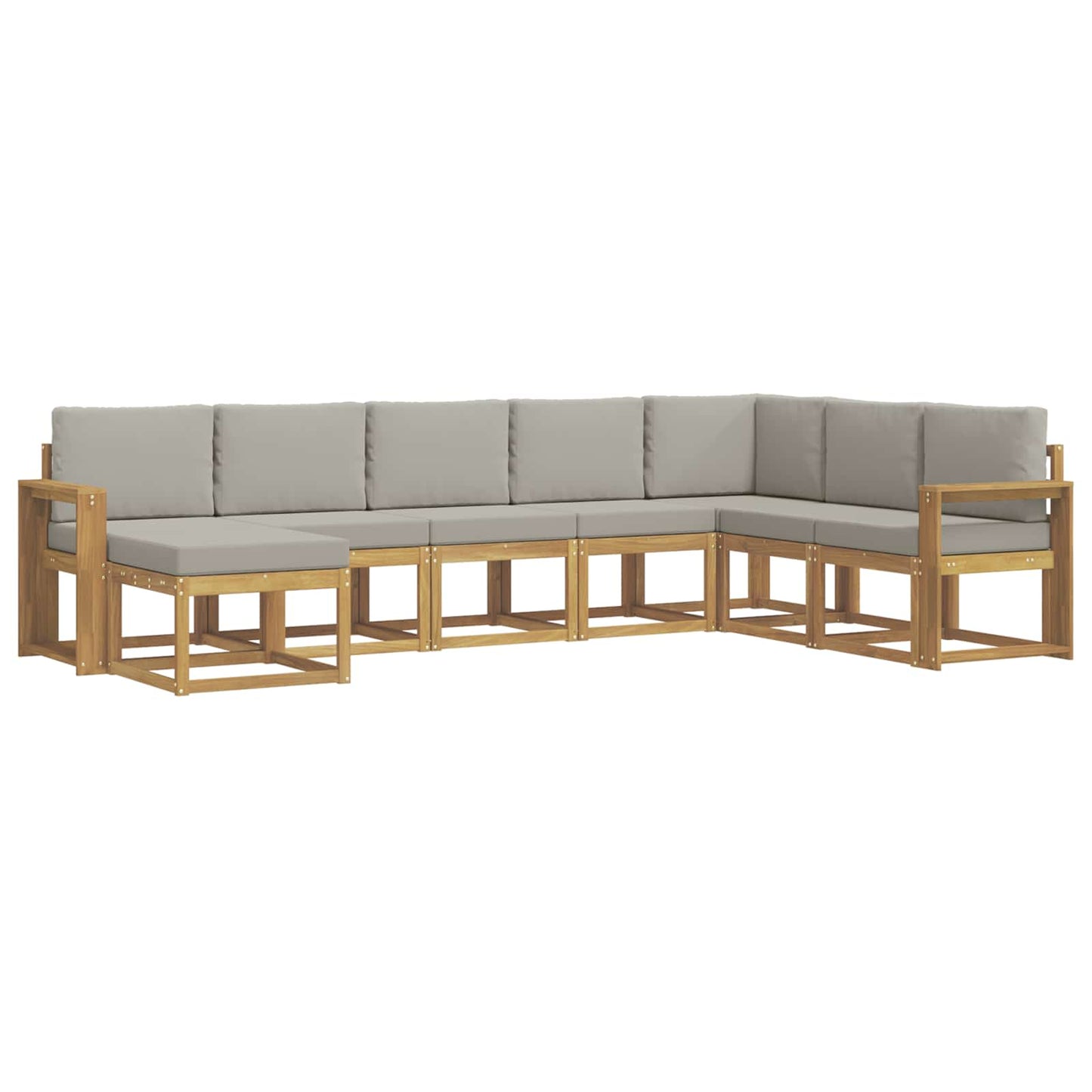 Buiten bankenset met kussen 8 pcs Wit en Lichtgrijs