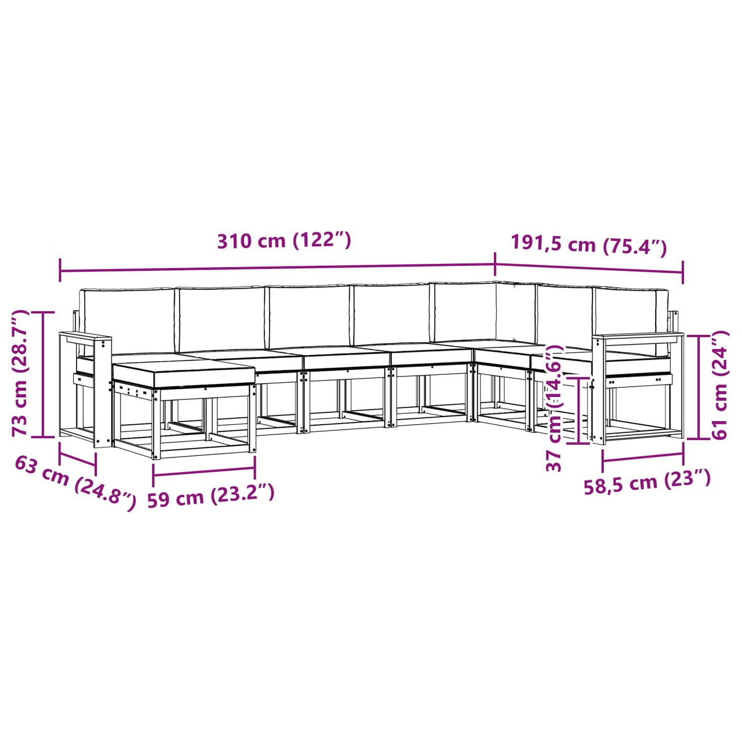 Buiten bankenset met kussen 8 pcs Wit en antracietkleurig is nu te koop bij PeponiXL, paradijselijk wonen!