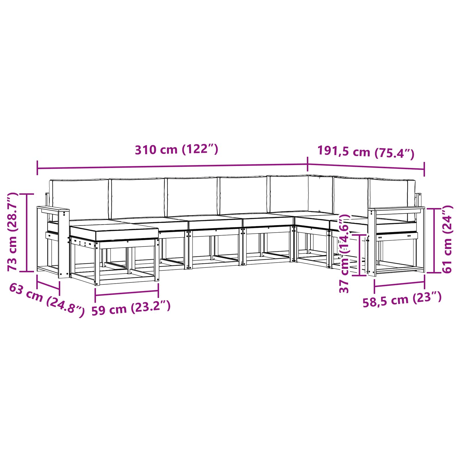Buiten bankenset met kussen 8 pcs Wit en antracietkleurig is nu te koop bij PeponiXL, paradijselijk wonen!