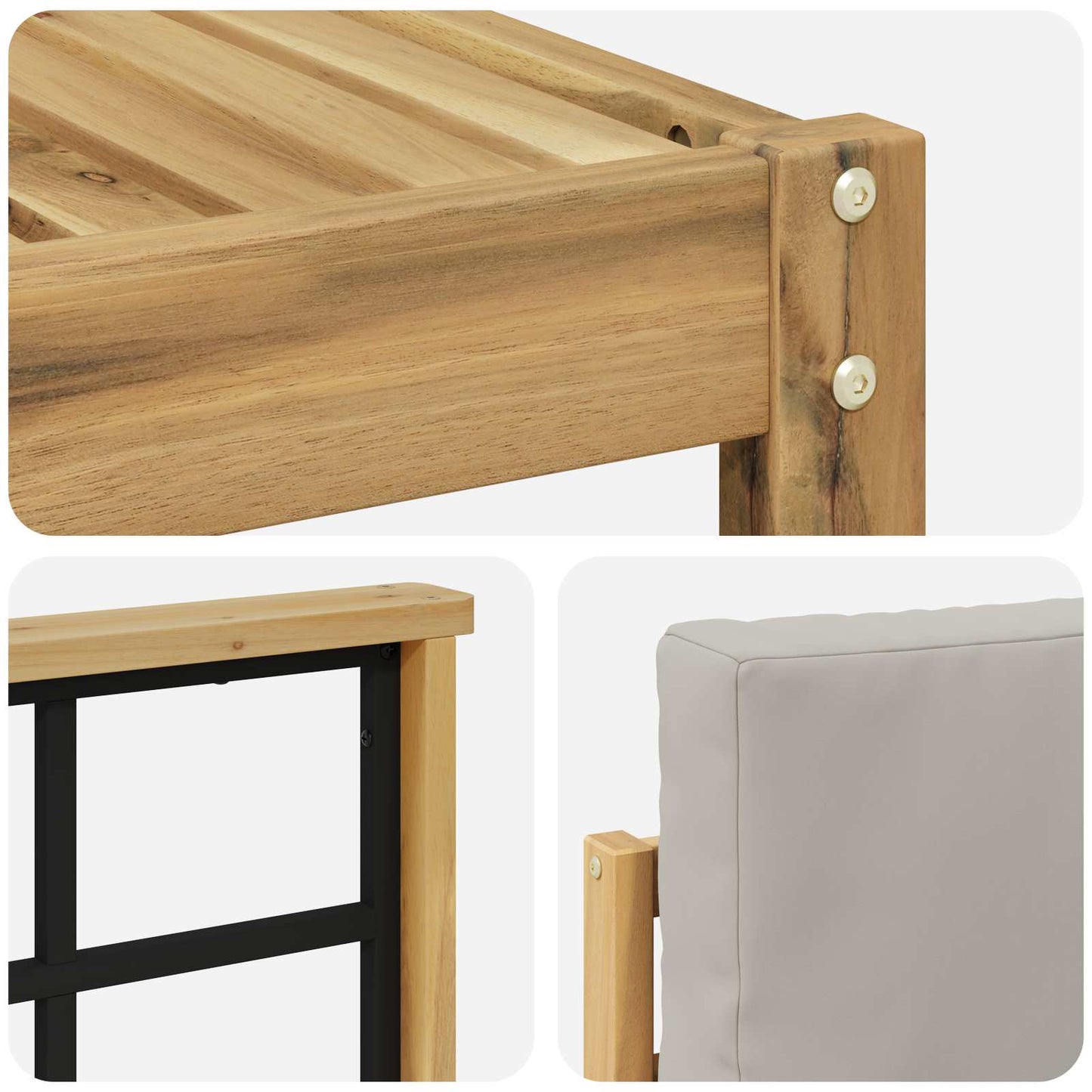Buiten bankenset met kussen 8 pcs Wit en Lichtgrijs