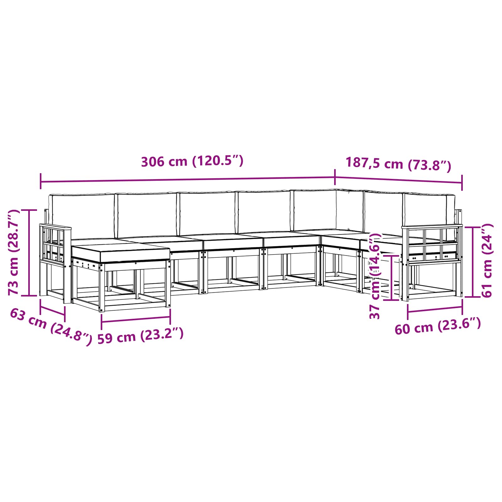 Buiten bankenset met kussen 8 pcs Wit en antracietkleurig is nu te koop bij PeponiXL, paradijselijk wonen!