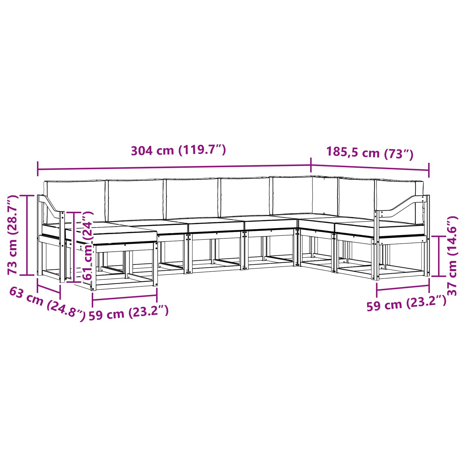 Buiten bankenset met kussen 8 pcs Wit en crèmekleurig is nu te koop bij PeponiXL, paradijselijk wonen!