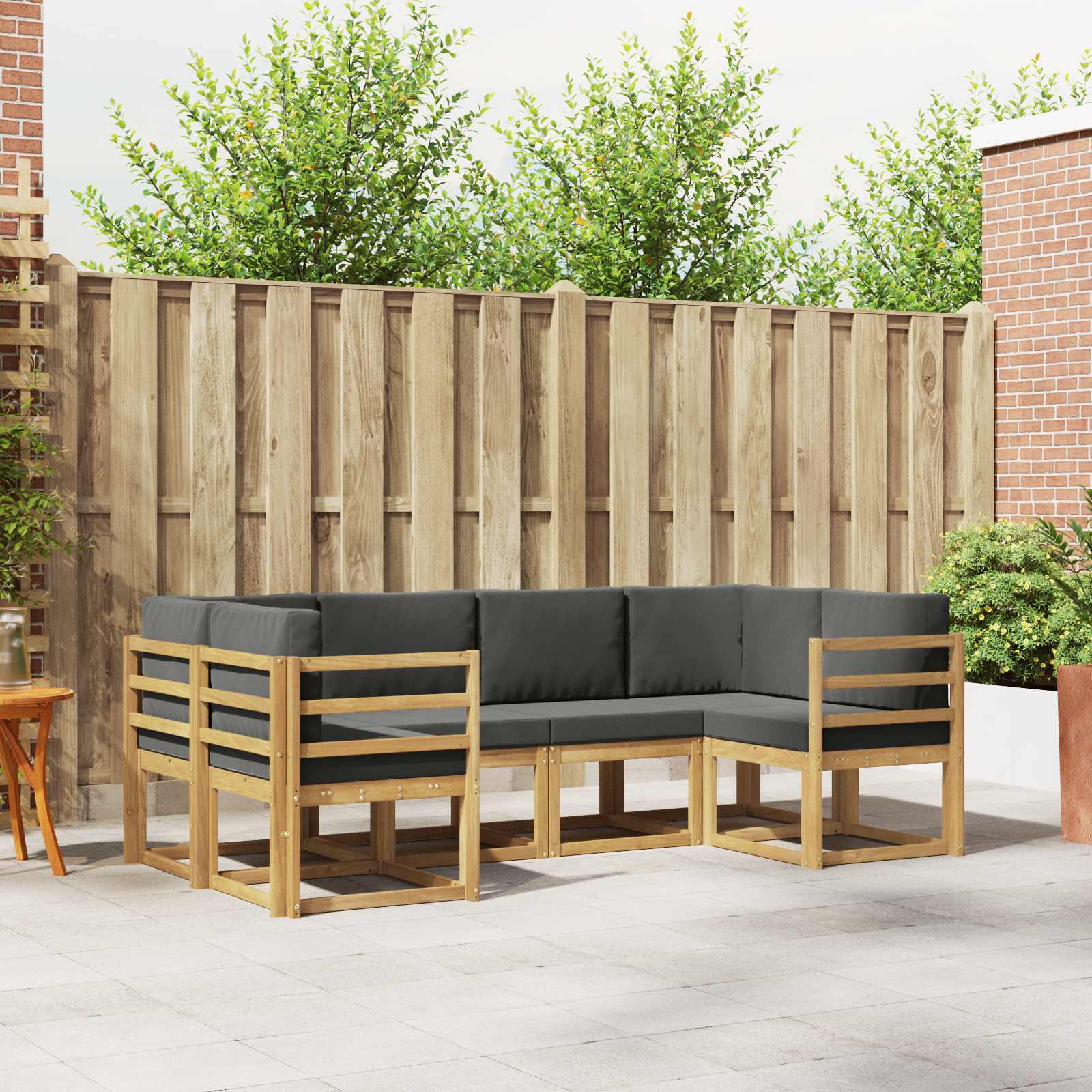 Buiten bankenset met kussen 6 pcs Wit en antracietkleurig is nu te koop bij PeponiXL, paradijselijk wonen!