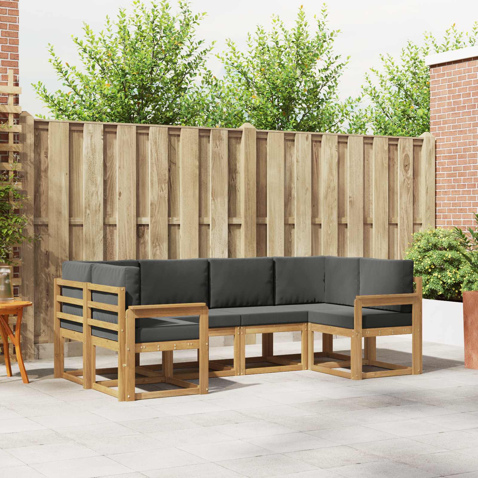 Buiten bankenset met kussen 6 pcs Wit en antracietkleurig is nu te koop bij PeponiXL, paradijselijk wonen!
