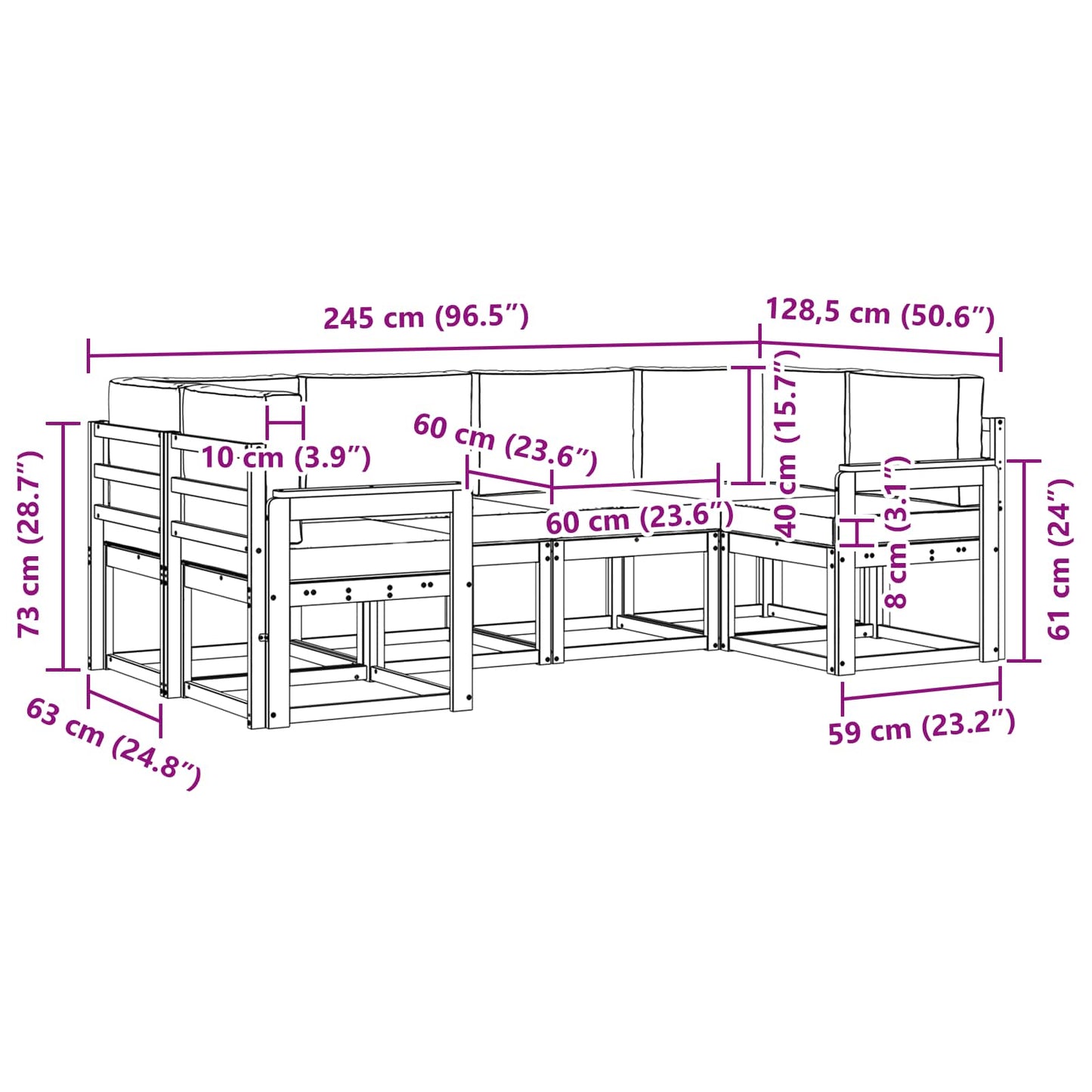 Buiten bankenset met kussen 6 pcs Wit en antracietkleurig is nu te koop bij PeponiXL, paradijselijk wonen!