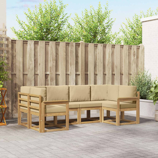 Buiten bankenset met kussen 6 pcs Wit en Beige is nu te koop bij PeponiXL, paradijselijk wonen!
