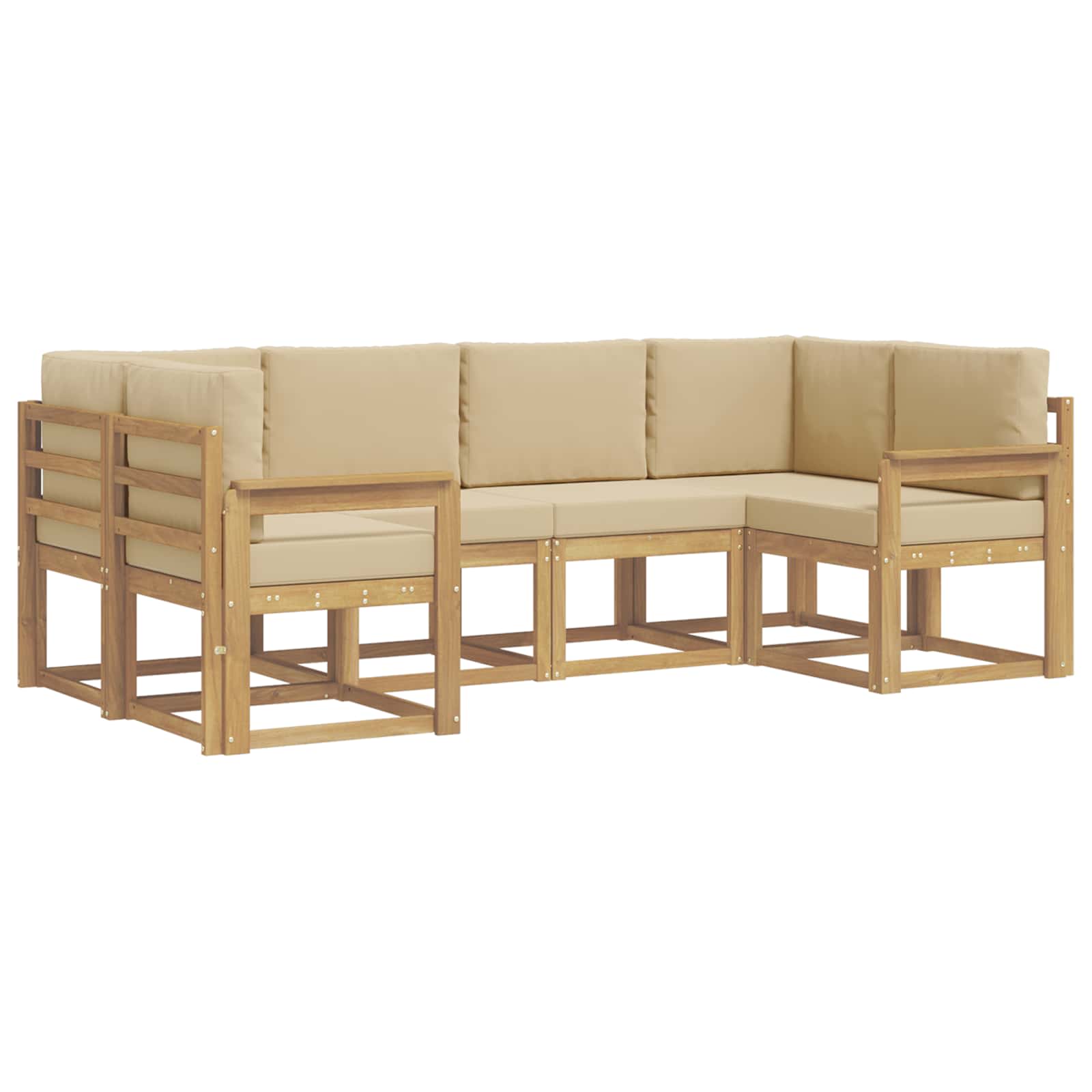 Buiten bankenset met kussen 6 pcs Wit en Beige is nu te koop bij PeponiXL, paradijselijk wonen!