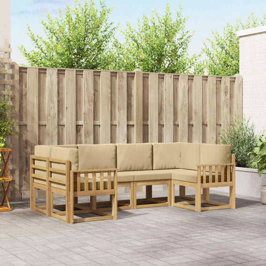 Buiten bankenset met kussen 6 pcs Wit en Beige is nu te koop bij PeponiXL, paradijselijk wonen!