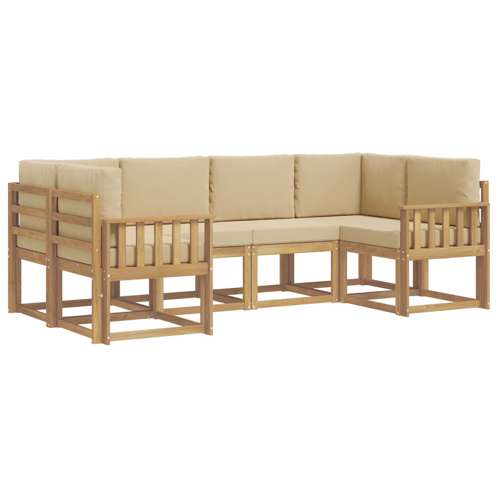 Buiten bankenset met kussen 6 pcs Wit en Beige is nu te koop bij PeponiXL, paradijselijk wonen!