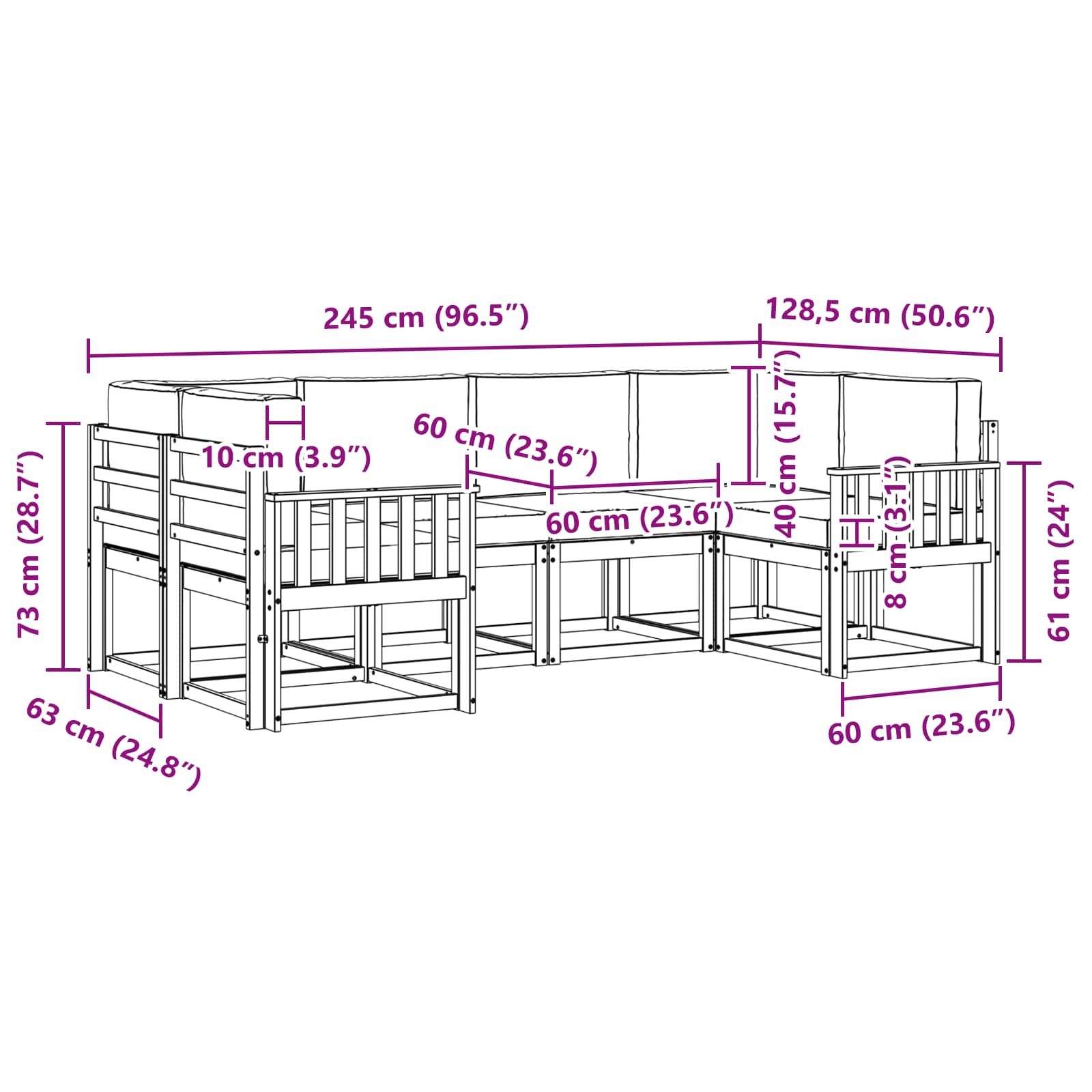 Buiten bankenset met kussen 6 pcs Wit en Beige is nu te koop bij PeponiXL, paradijselijk wonen!