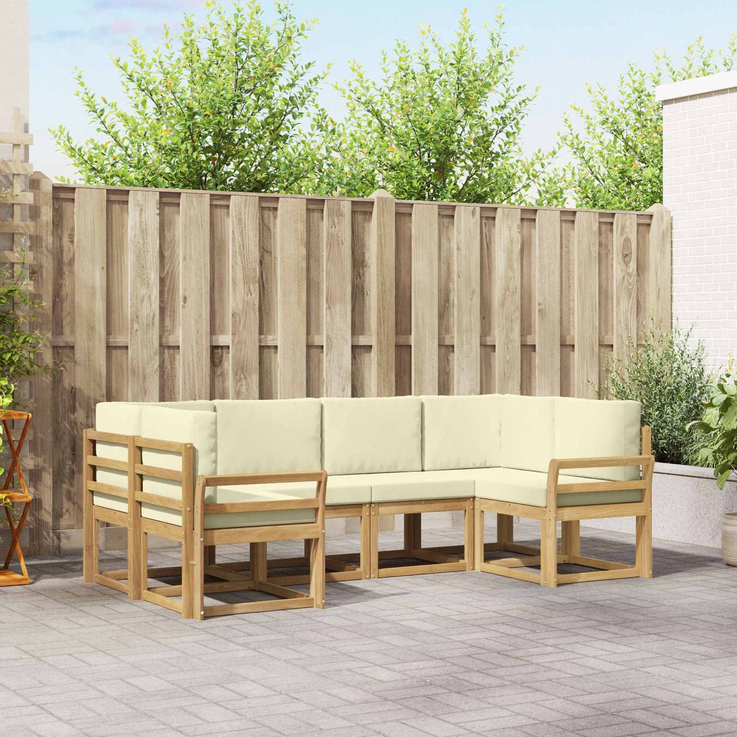Buiten bankenset met kussen 6 pcs Wit en crèmekleurig is nu te koop bij PeponiXL, paradijselijk wonen!