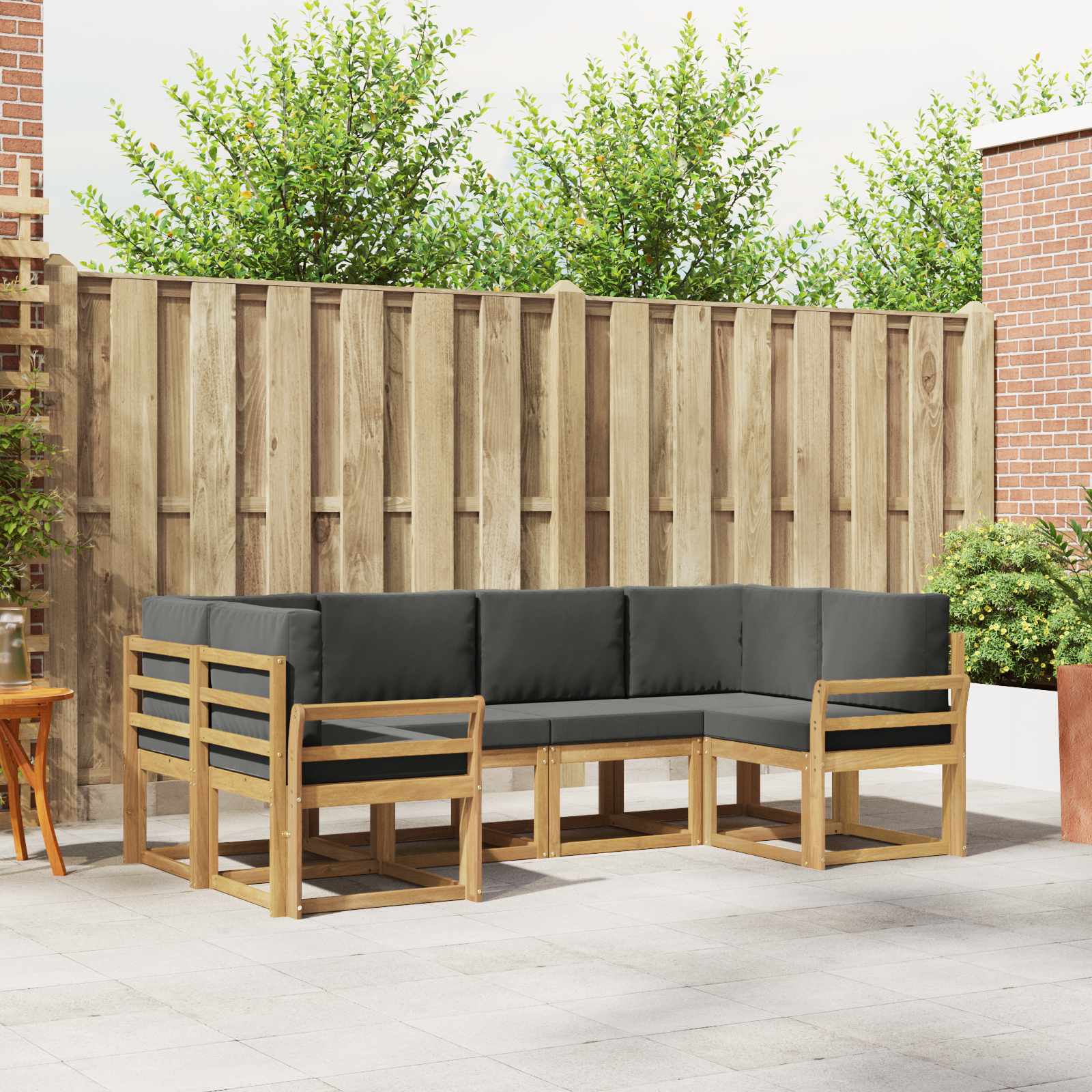Buiten bankenset met kussen 6 pcs Wit en antracietkleurig is nu te koop bij PeponiXL, paradijselijk wonen!