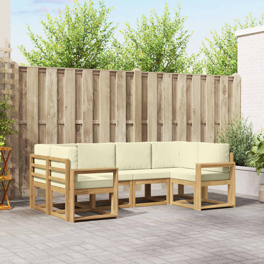 Buiten bankenset met kussen 6 pcs Wit en crèmekleurig is nu te koop bij PeponiXL, paradijselijk wonen!
