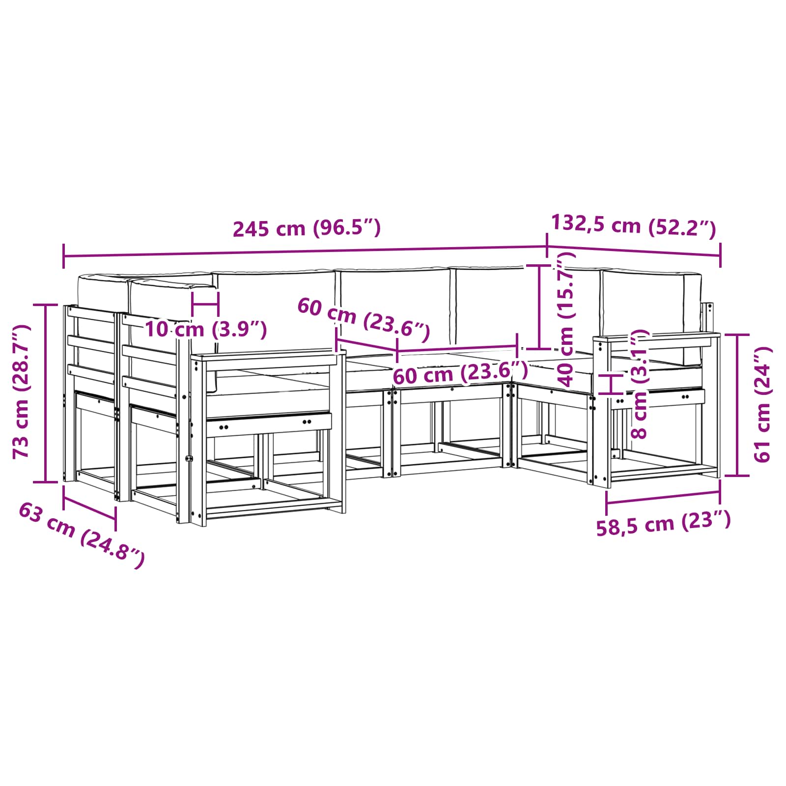 Buiten bankenset met kussen 6 pcs Wit en antracietkleurig is nu te koop bij PeponiXL, paradijselijk wonen!