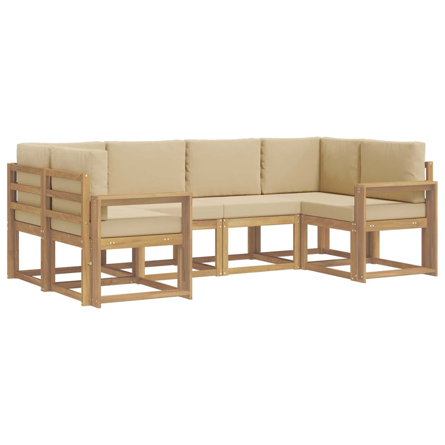 Buiten bankenset met kussen 6 pcs Wit en Beige is nu te koop bij PeponiXL, paradijselijk wonen!