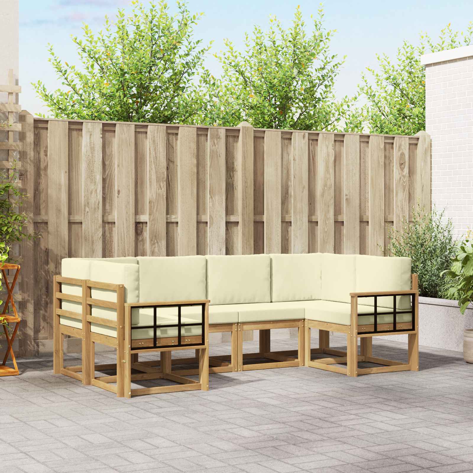 Buiten bankenset met kussen 6 pcs Wit en crèmekleurig is nu te koop bij PeponiXL, paradijselijk wonen!