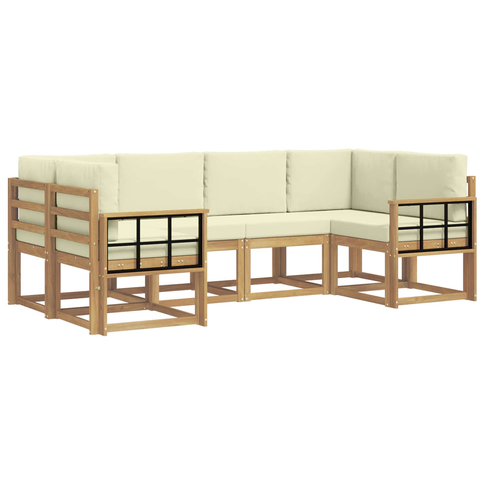 Buiten bankenset met kussen 6 pcs Wit en crèmekleurig is nu te koop bij PeponiXL, paradijselijk wonen!