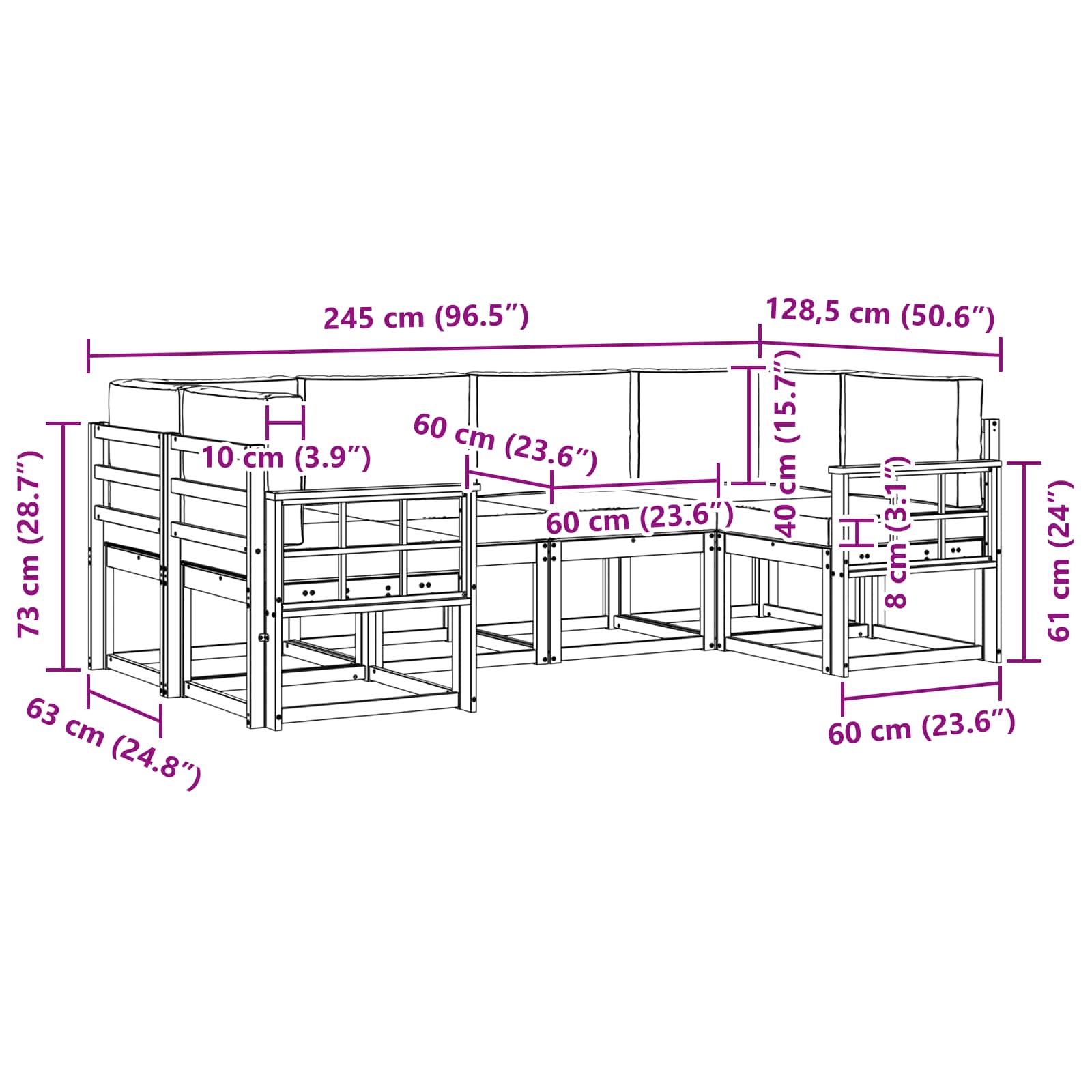 Buiten bankenset met kussen 6 pcs Wit en crèmekleurig is nu te koop bij PeponiXL, paradijselijk wonen!