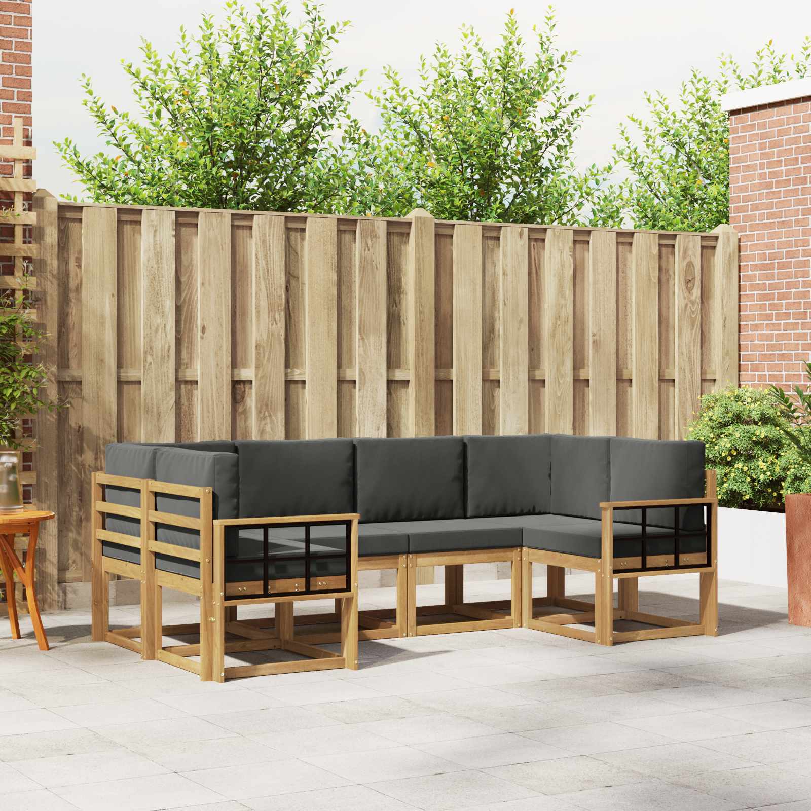 Buiten bankenset met kussen 6 pcs Wit en antracietkleurig is nu te koop bij PeponiXL, paradijselijk wonen!