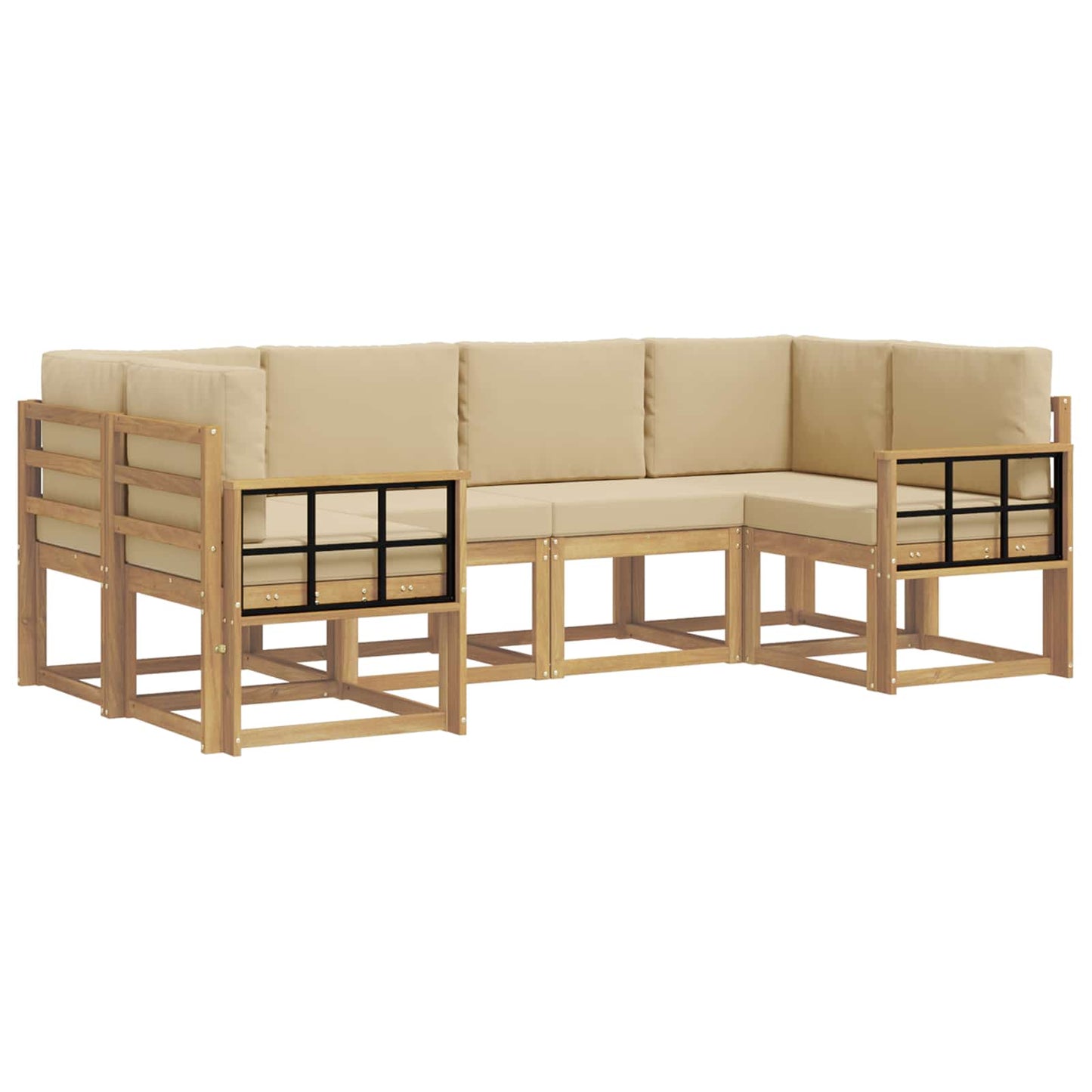 Buiten bankenset met kussen 6 pcs Wit en Beige is nu te koop bij PeponiXL, paradijselijk wonen!
