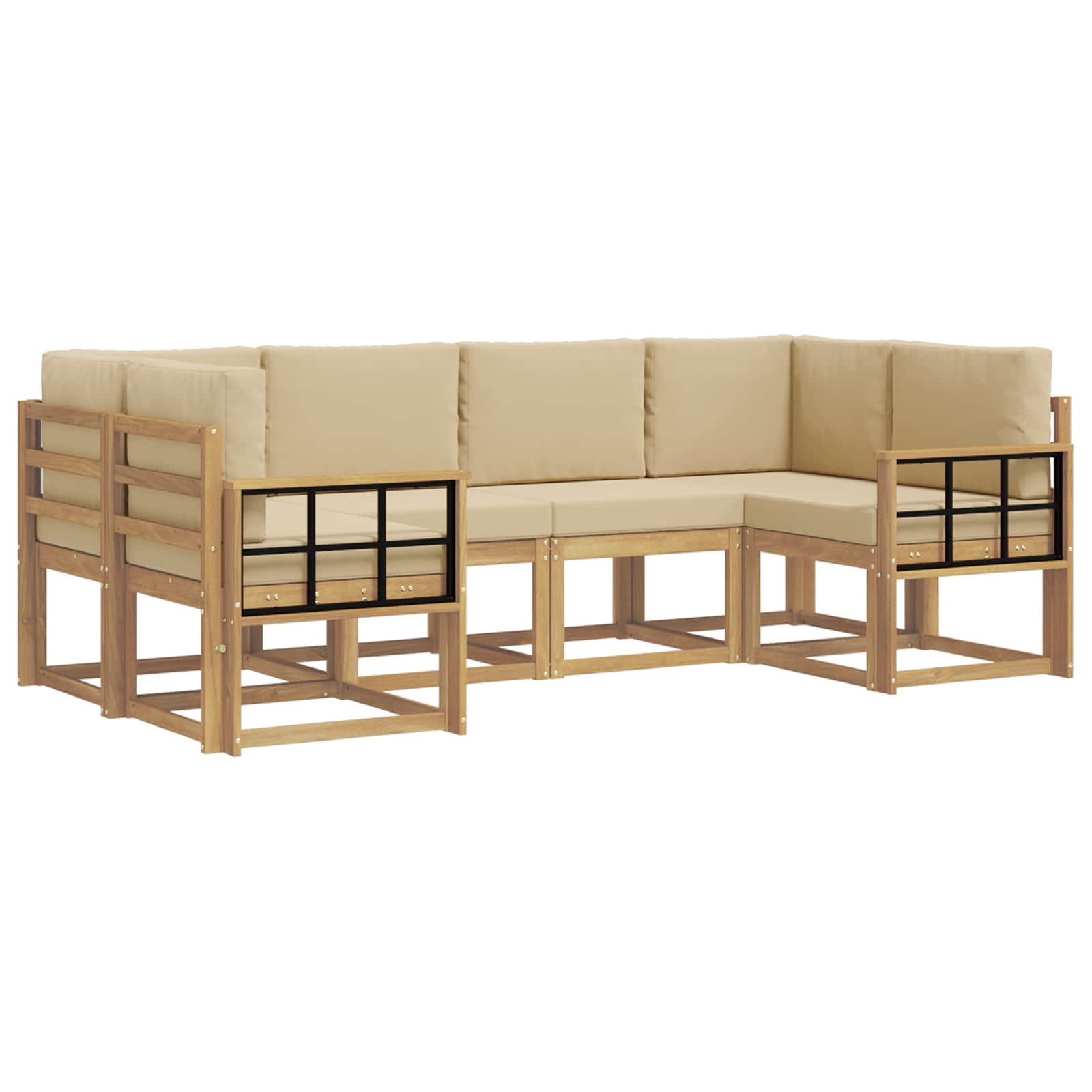 Buiten bankenset met kussen 6 pcs Wit en Beige is nu te koop bij PeponiXL, paradijselijk wonen!