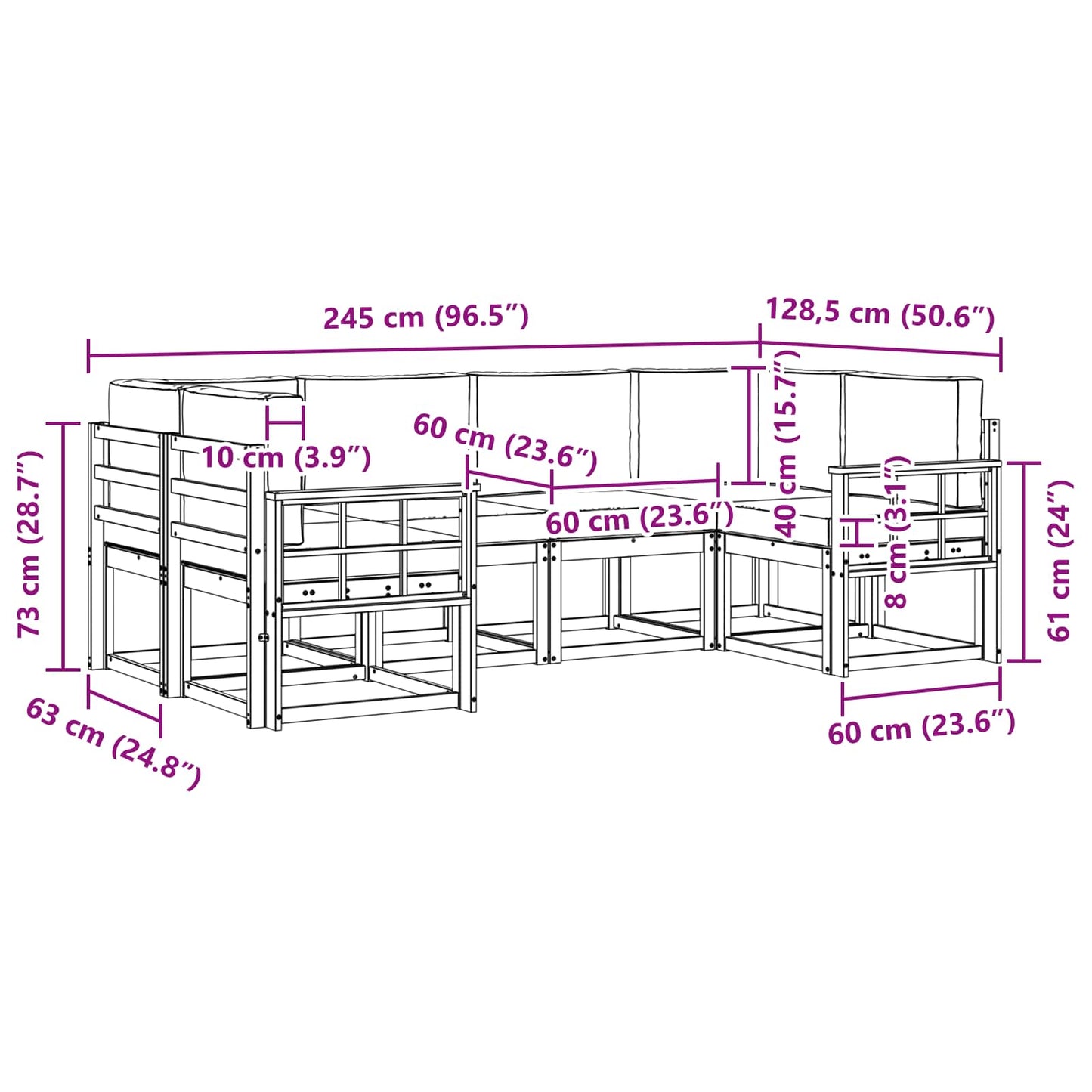 Buiten bankenset met kussen 6 pcs Wit en Beige is nu te koop bij PeponiXL, paradijselijk wonen!