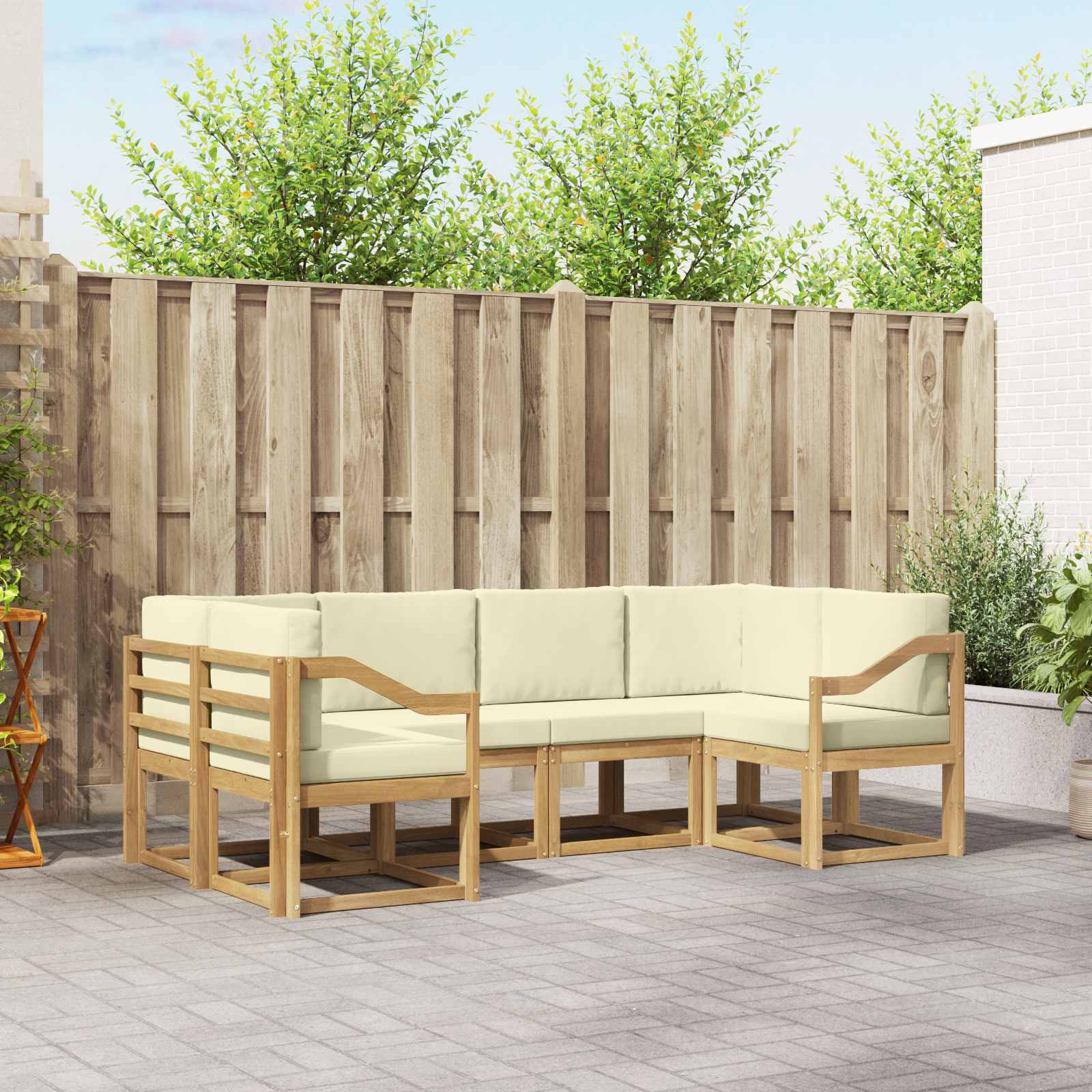Buiten bankenset met kussen 6 pcs Wit en crèmekleurig is nu te koop bij PeponiXL, paradijselijk wonen!