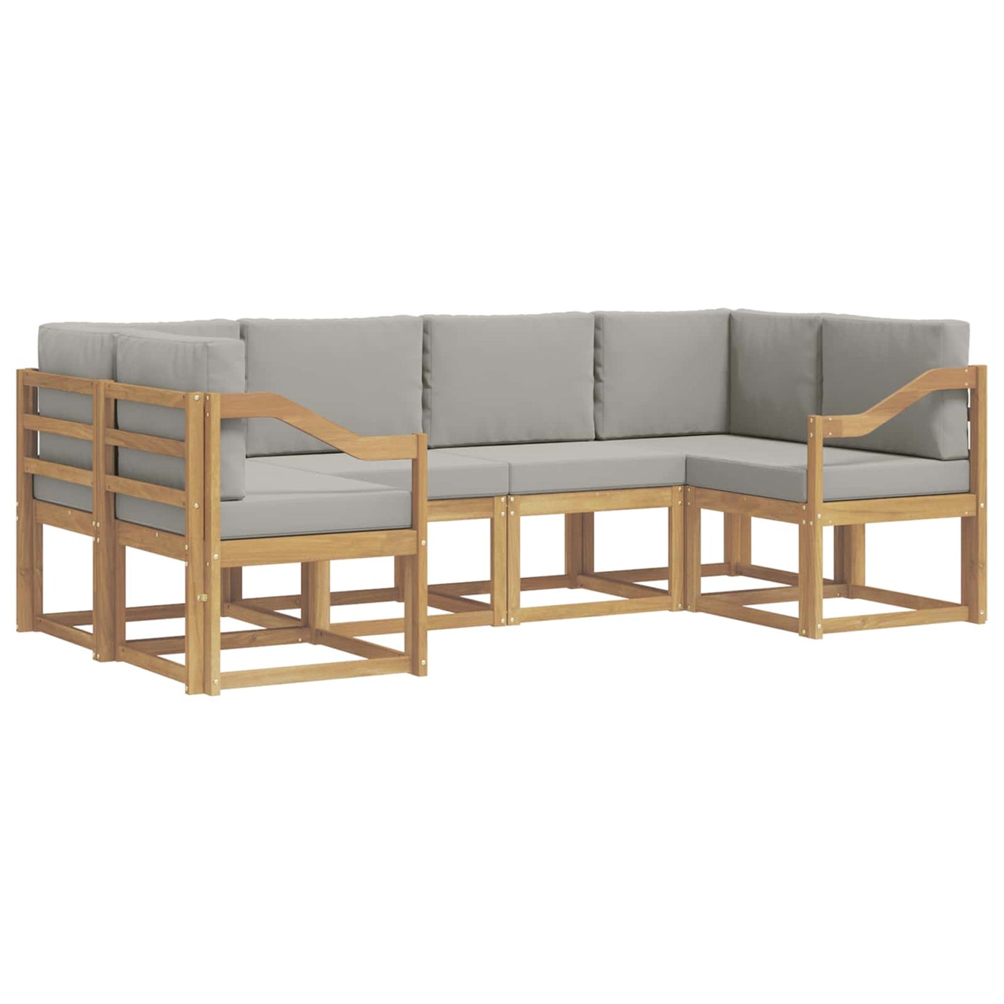 Buiten bankenset met kussen 6 pcs Wit en Lichtgrijs