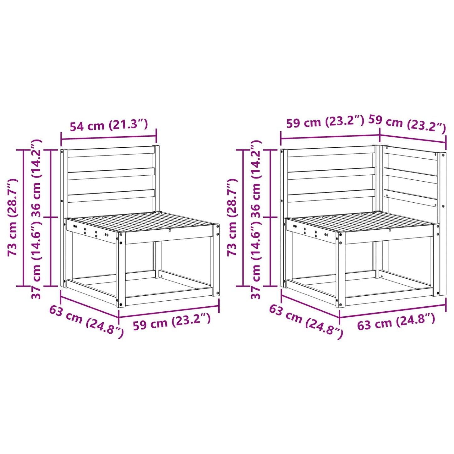 Buiten bankenset 7 pcs Wit Massief Acaciahout