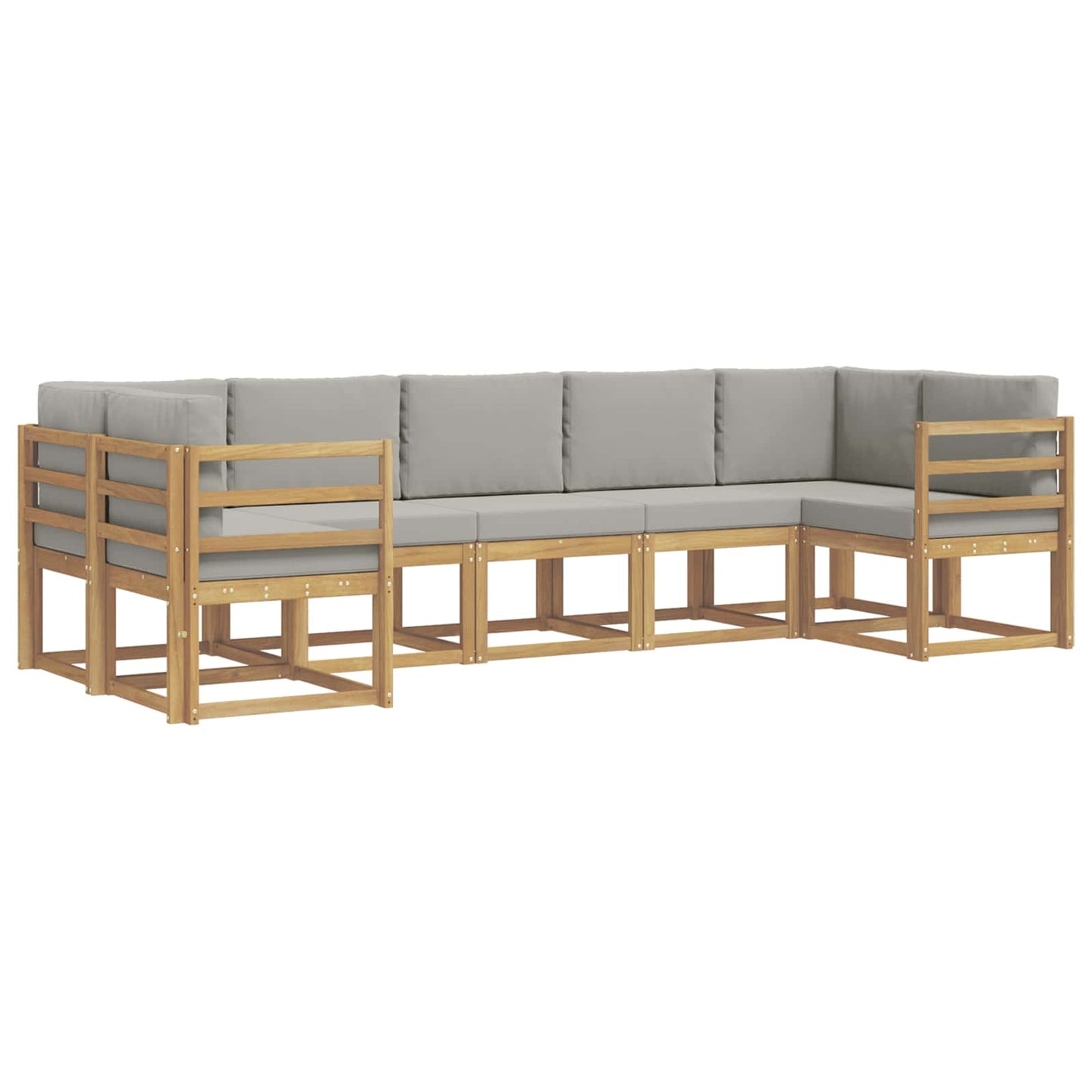 Buiten bankenset met kussen 7 pcs Wit en Lichtgrijs