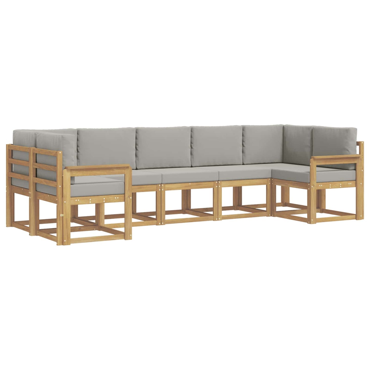 Buiten bankenset met kussen 7 pcs Wit en Lichtgrijs