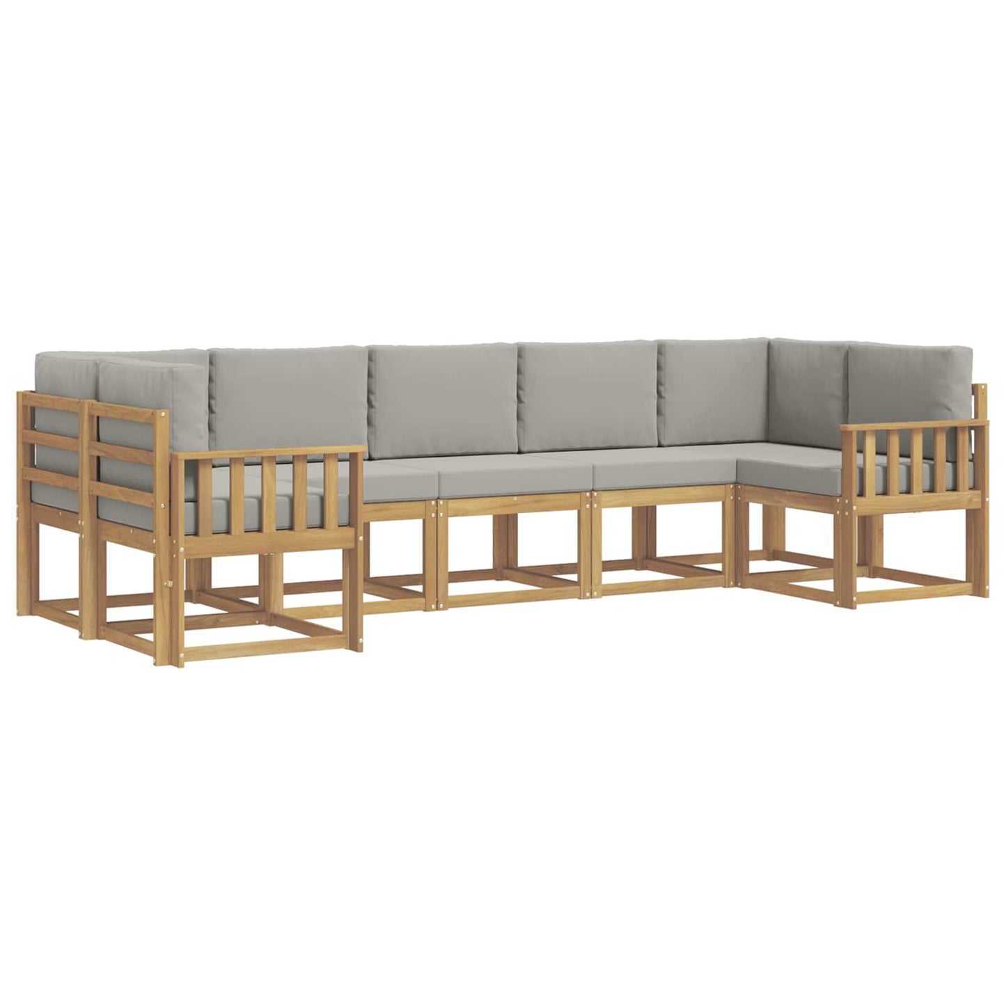 Buiten bankenset met kussen 7 pcs Wit en Lichtgrijs