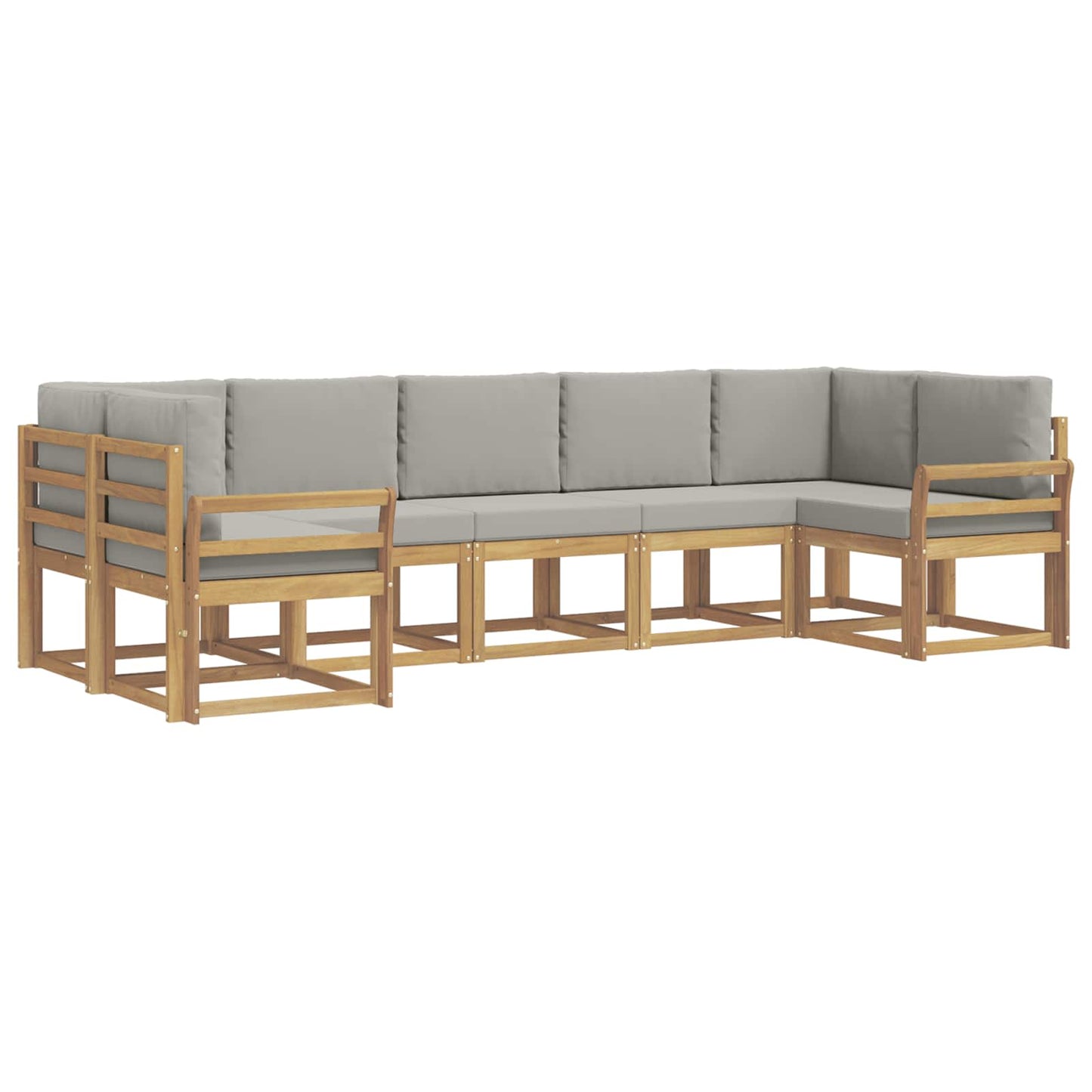 Buiten bankenset met kussen 7 pcs Wit en Lichtgrijs