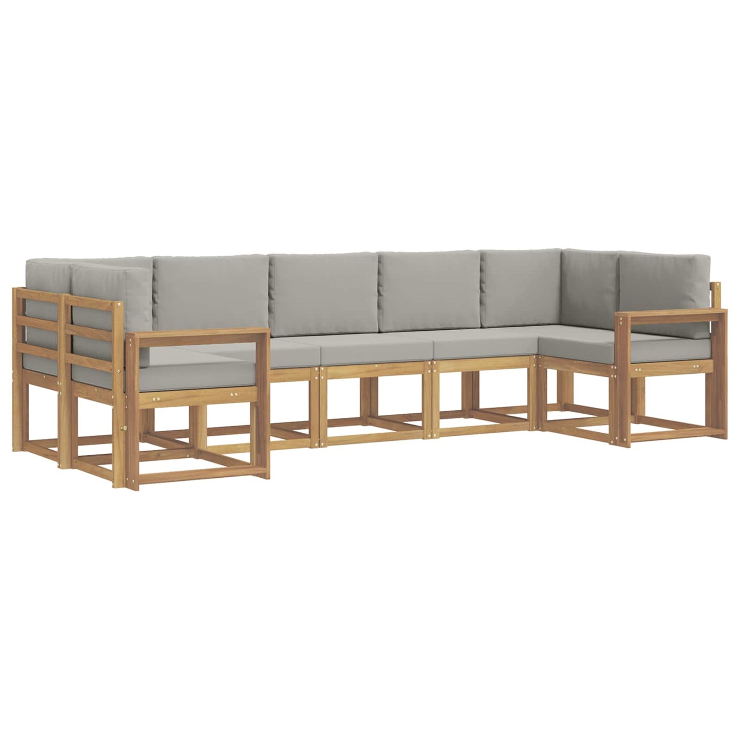 Buiten bankenset met kussen 7 pcs Wit en Lichtgrijs