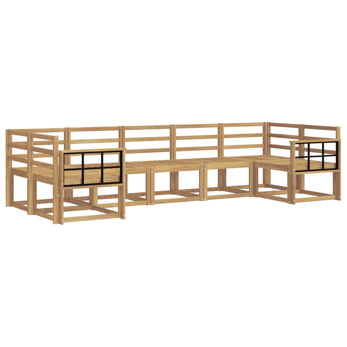 Buiten bankenset 7 pcs Wit Massief Acaciahout