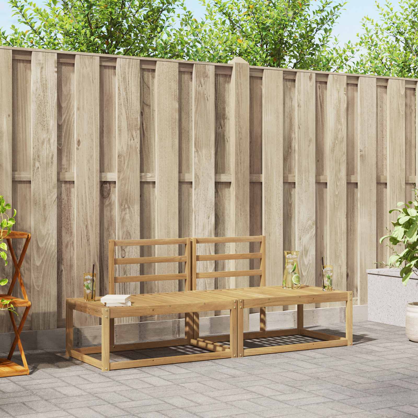 Buiten bankenset 2 pcs Wit 182,5 x 63 x 73 cm is nu te koop bij PeponiXL, paradijselijk wonen!