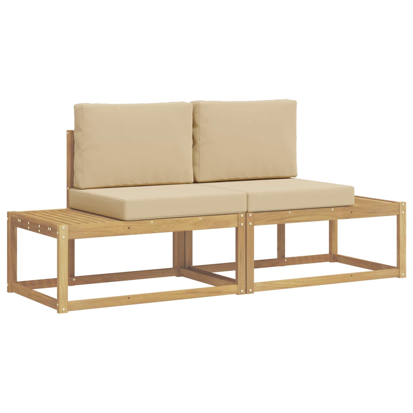 Buiten bankenset met kussen 2 pcs Wit en Beige Polyester is nu te koop bij PeponiXL, paradijselijk wonen!