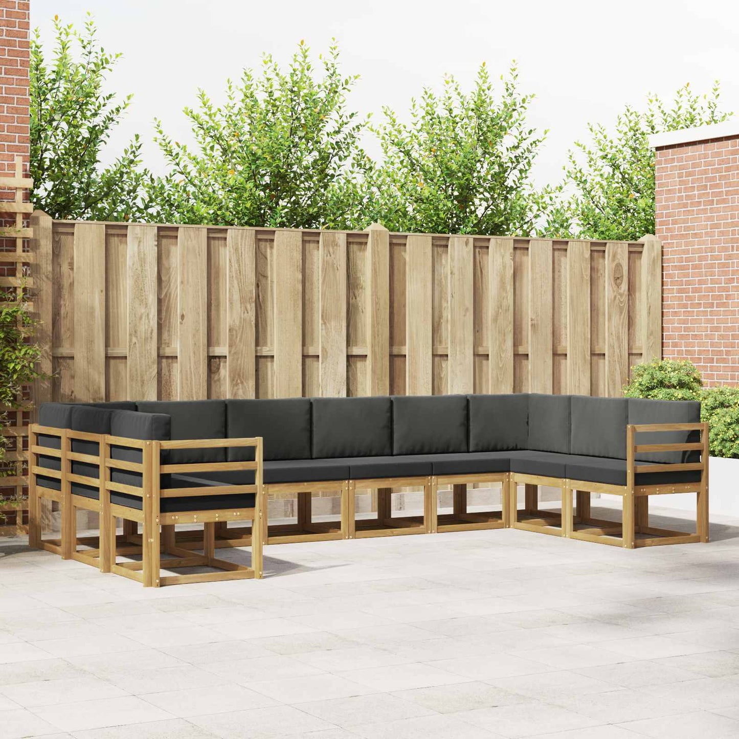 Buiten bankenset met kussen 10 pcs Wit en antracietkleurig is nu te koop bij PeponiXL, paradijselijk wonen!