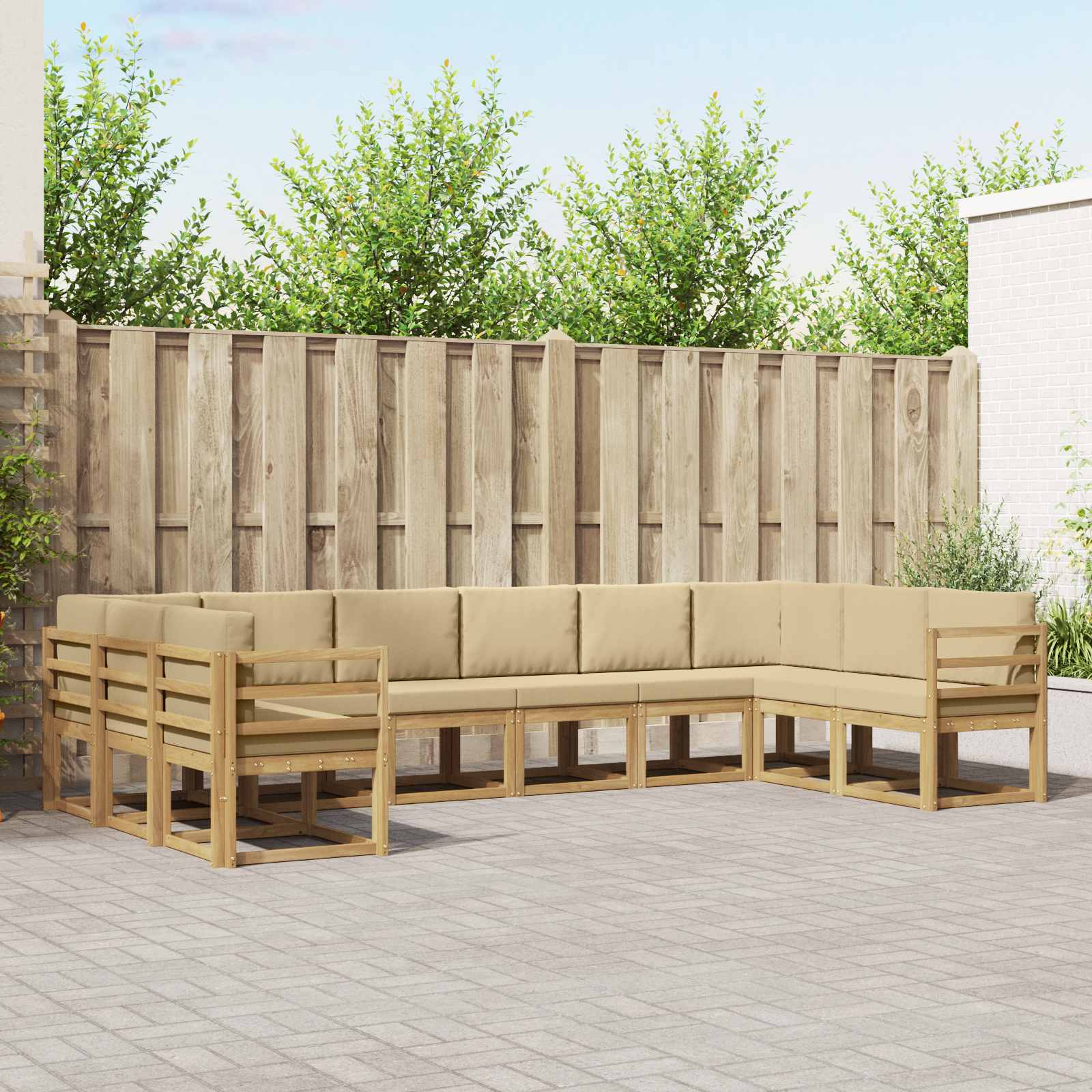 Buiten bankenset met kussen 10 pcs Wit en Beige is nu te koop bij PeponiXL, paradijselijk wonen!